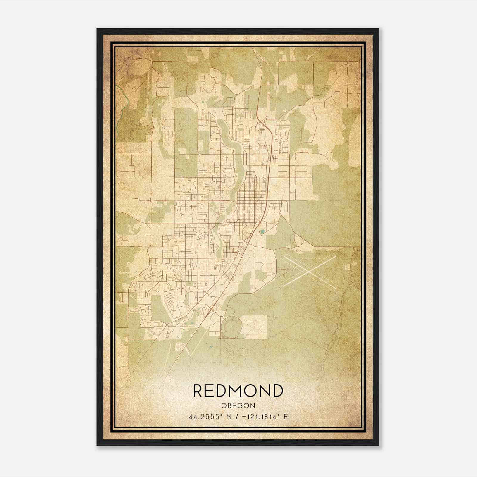 Vintage Redmond Oregon Map Poster, Modern Home Decor Wall Art Print