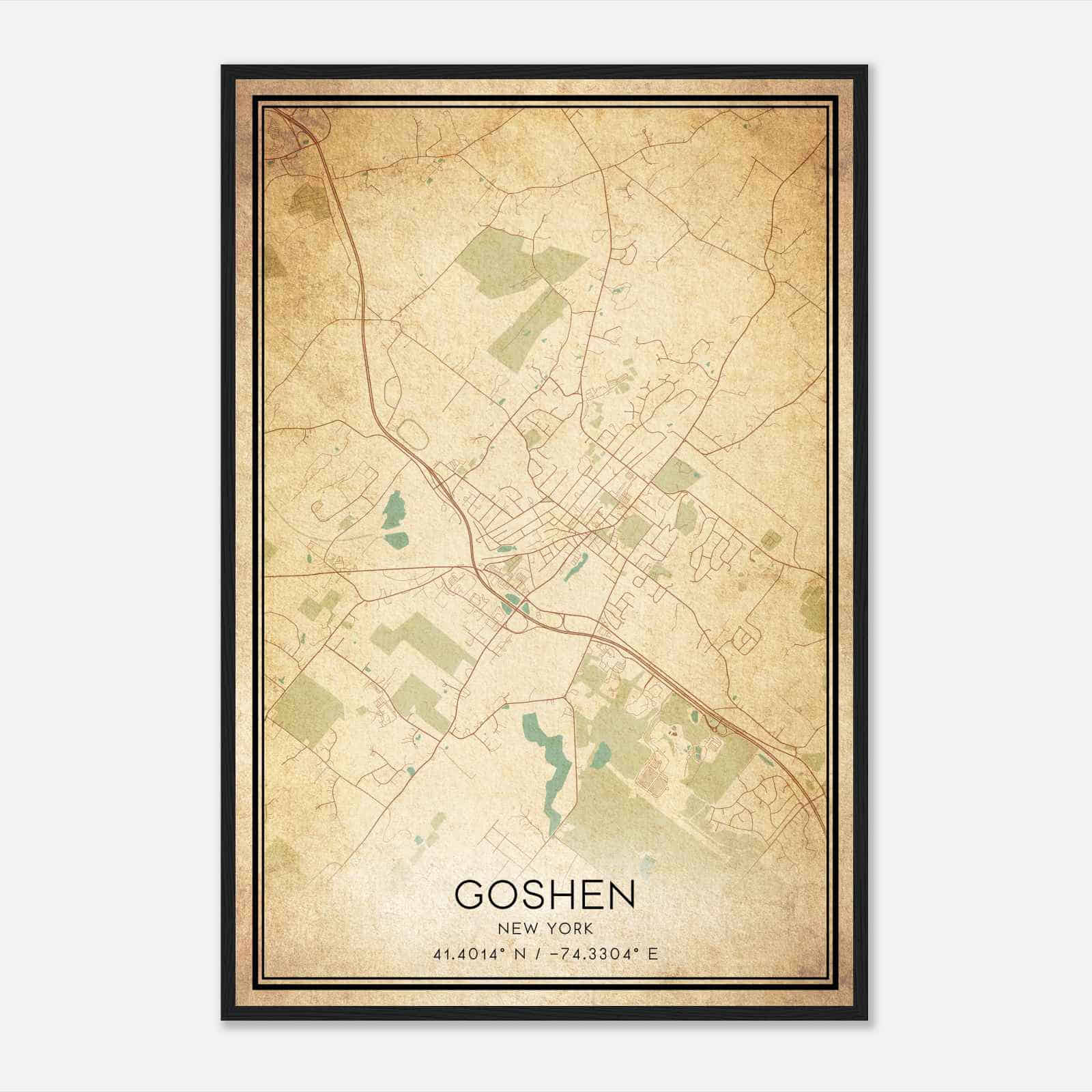 Vintage Goshen New York Map Poster, Modern Home Decor Wall Art Print