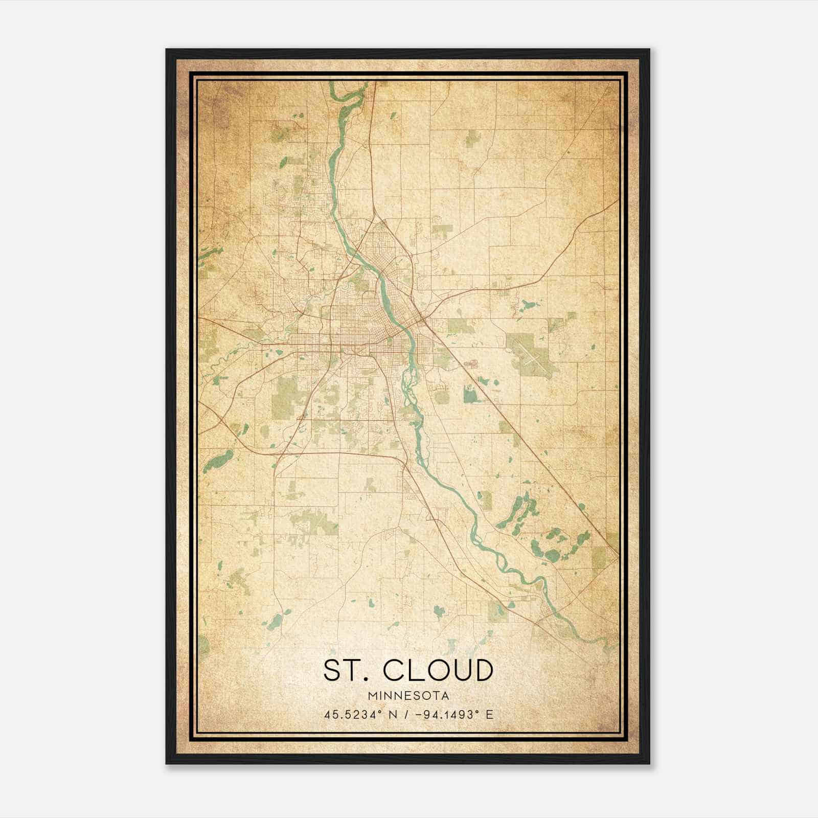 Vintage St. Cloud Minnesota Map Poster, Modern Home Decor Wall Art Print