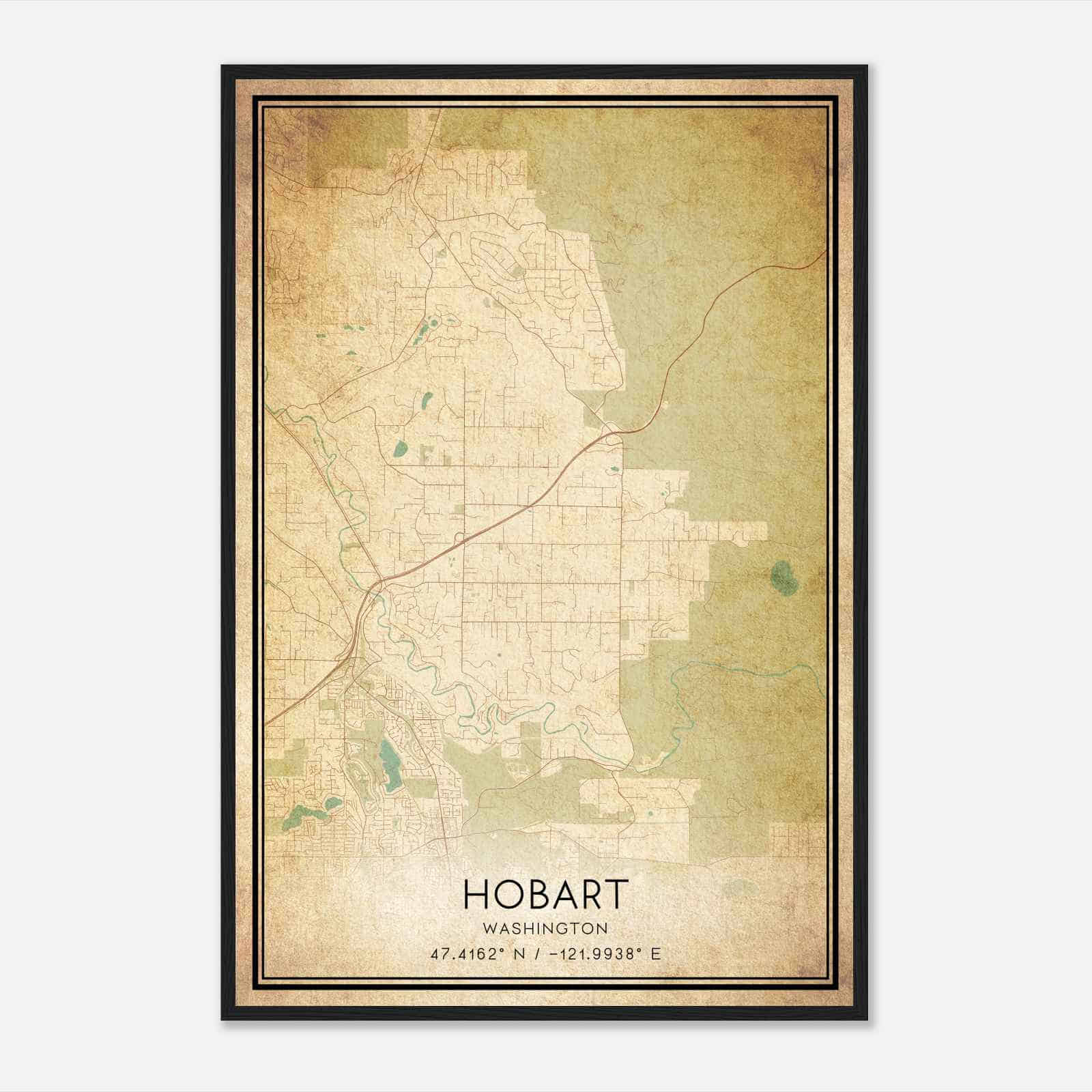 Vintage Hobart Washington Map Poster, Modern Home Decor Wall Art Print Vintage Hobart Washington Map Poster, Modern Home Decor Wall Art Print