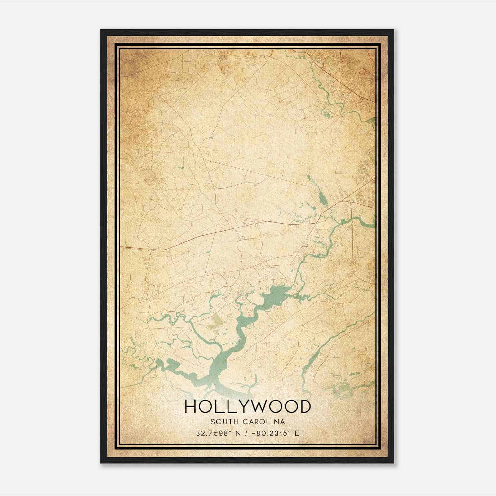 Vintage Hollywood South Carolina Map Poster, Modern Home Decor Wall Art Print Vintage Hollywood South Carolina Map Poster, Modern Home Decor Wall Art Print