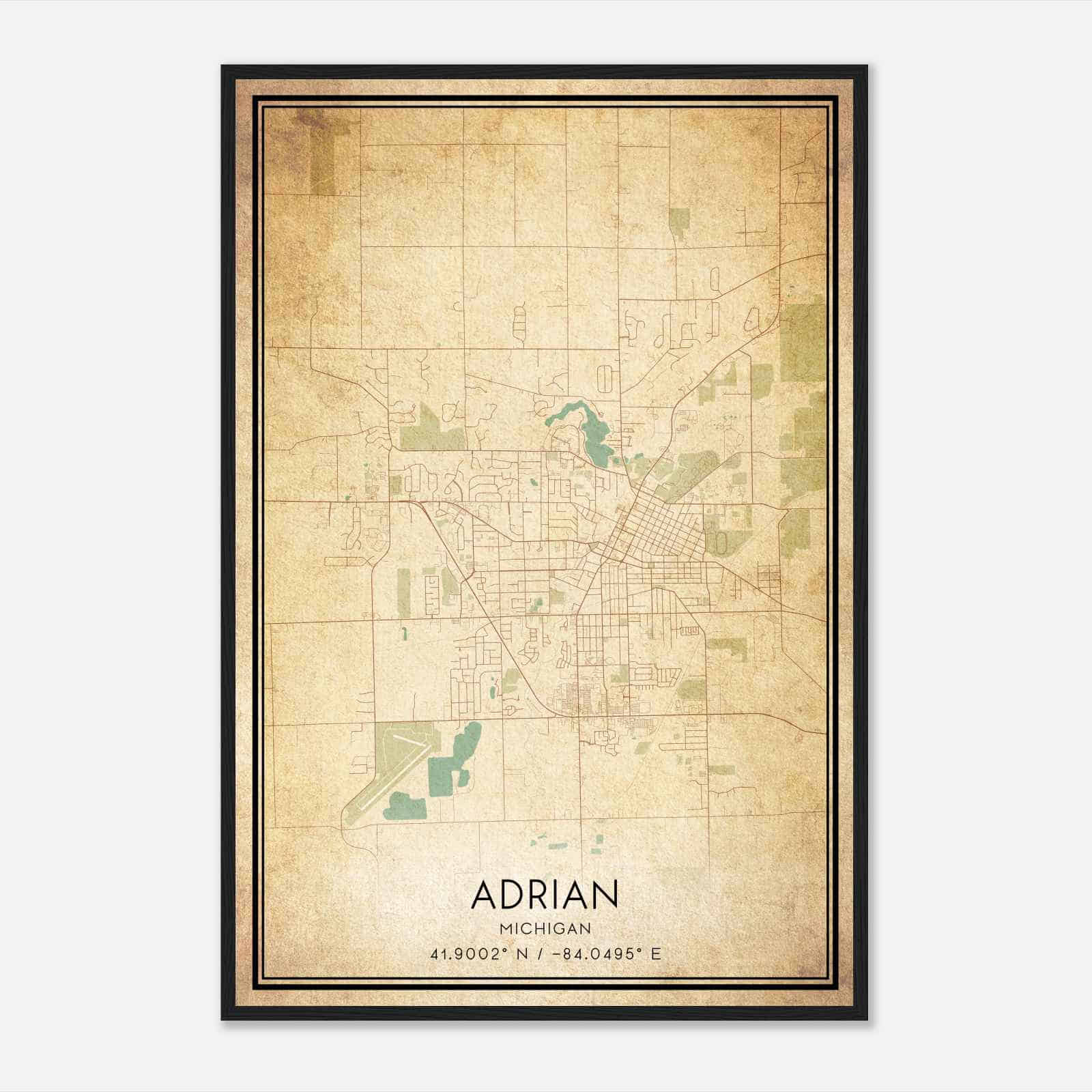 Vintage Adrian Michigan Map Poster, Modern Home Decor Wall Art Print Vintage Adrian Michigan Map Poster, Modern Home Decor Wall Art Print