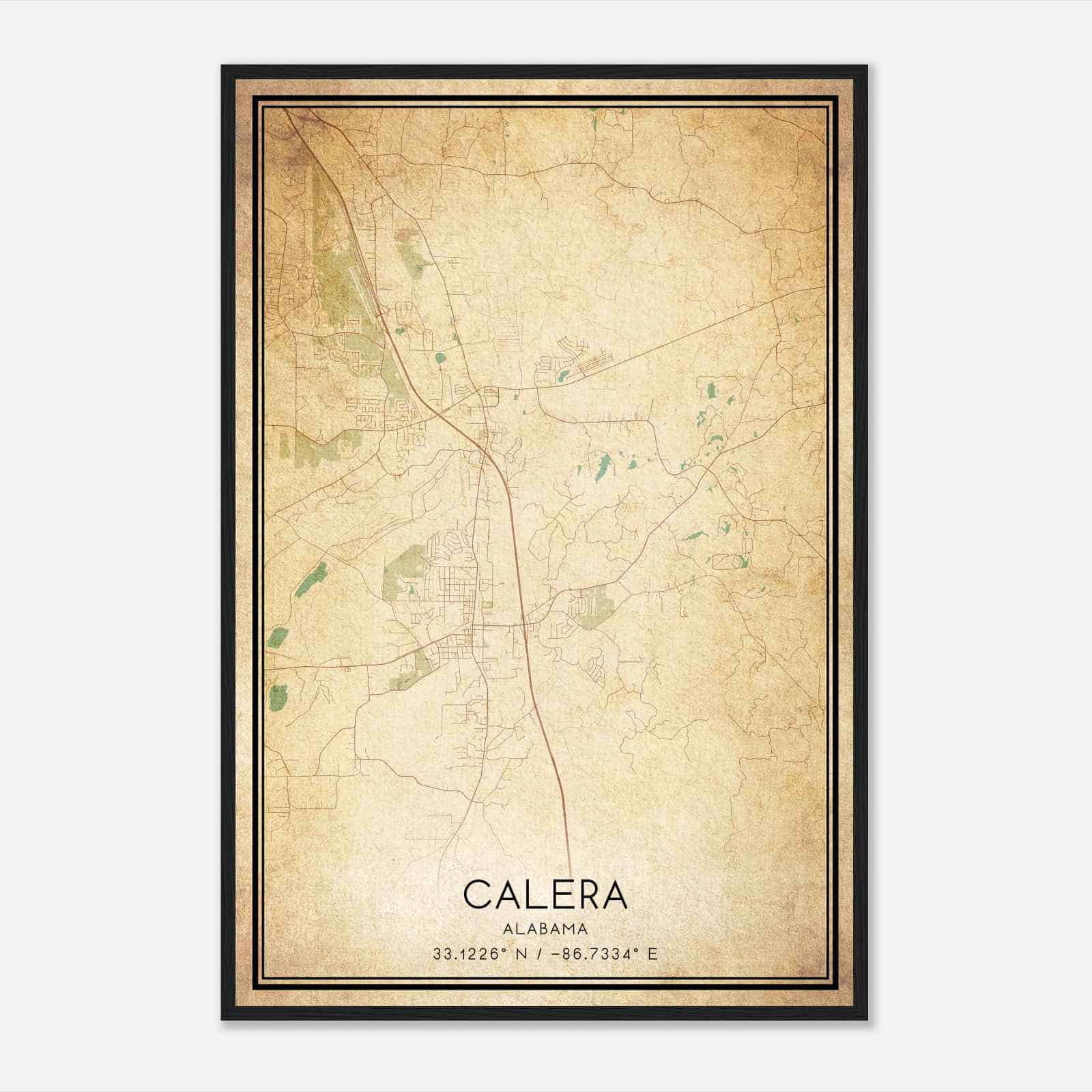 Vintage Calera Alabama Map Poster, Modern Home Decor Wall Art Print