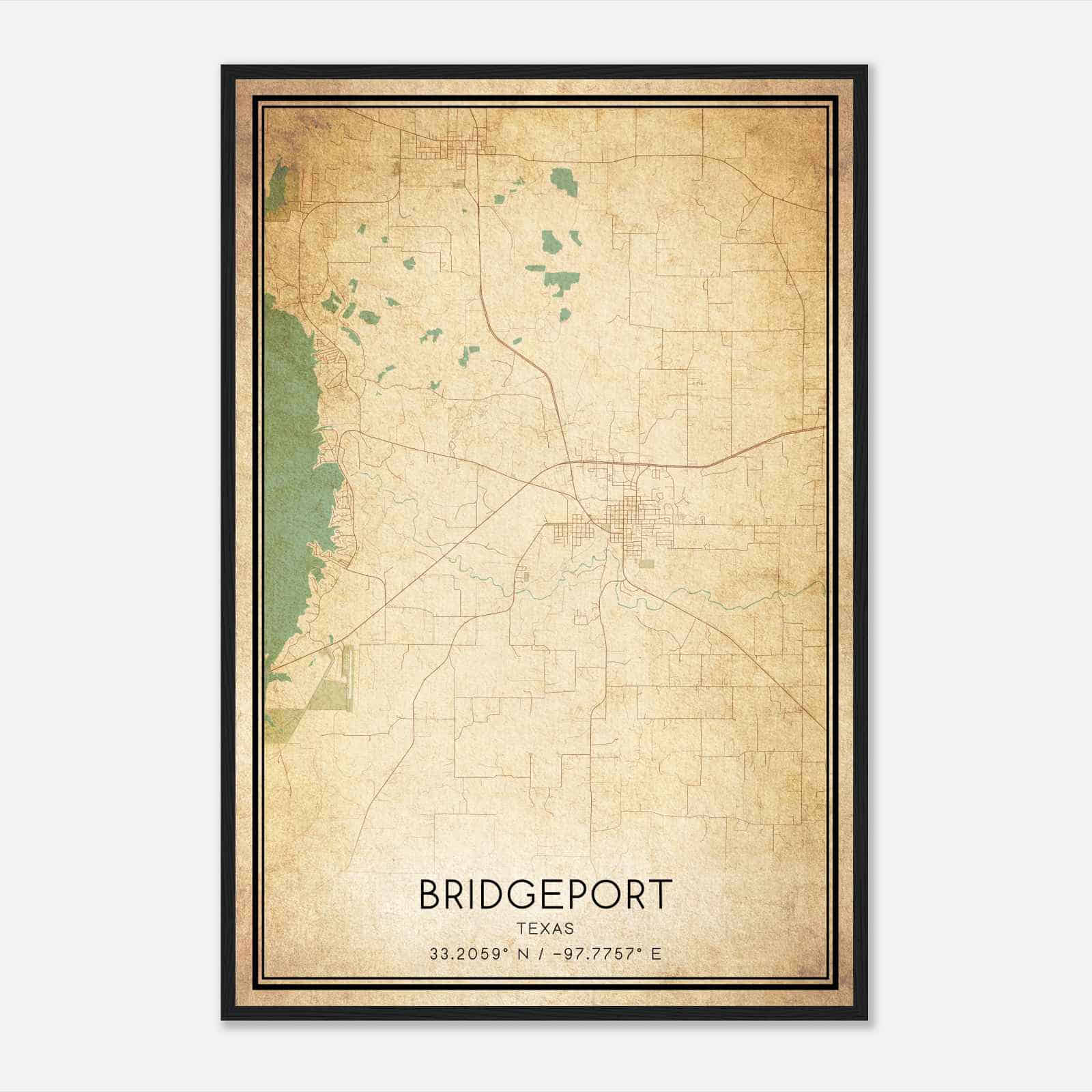 Vintage Bridgeport Texas Map Poster, Modern Home Decor Wall Art Print Vintage Bridgeport Texas Map Poster, Modern Home Decor Wall Art Print
