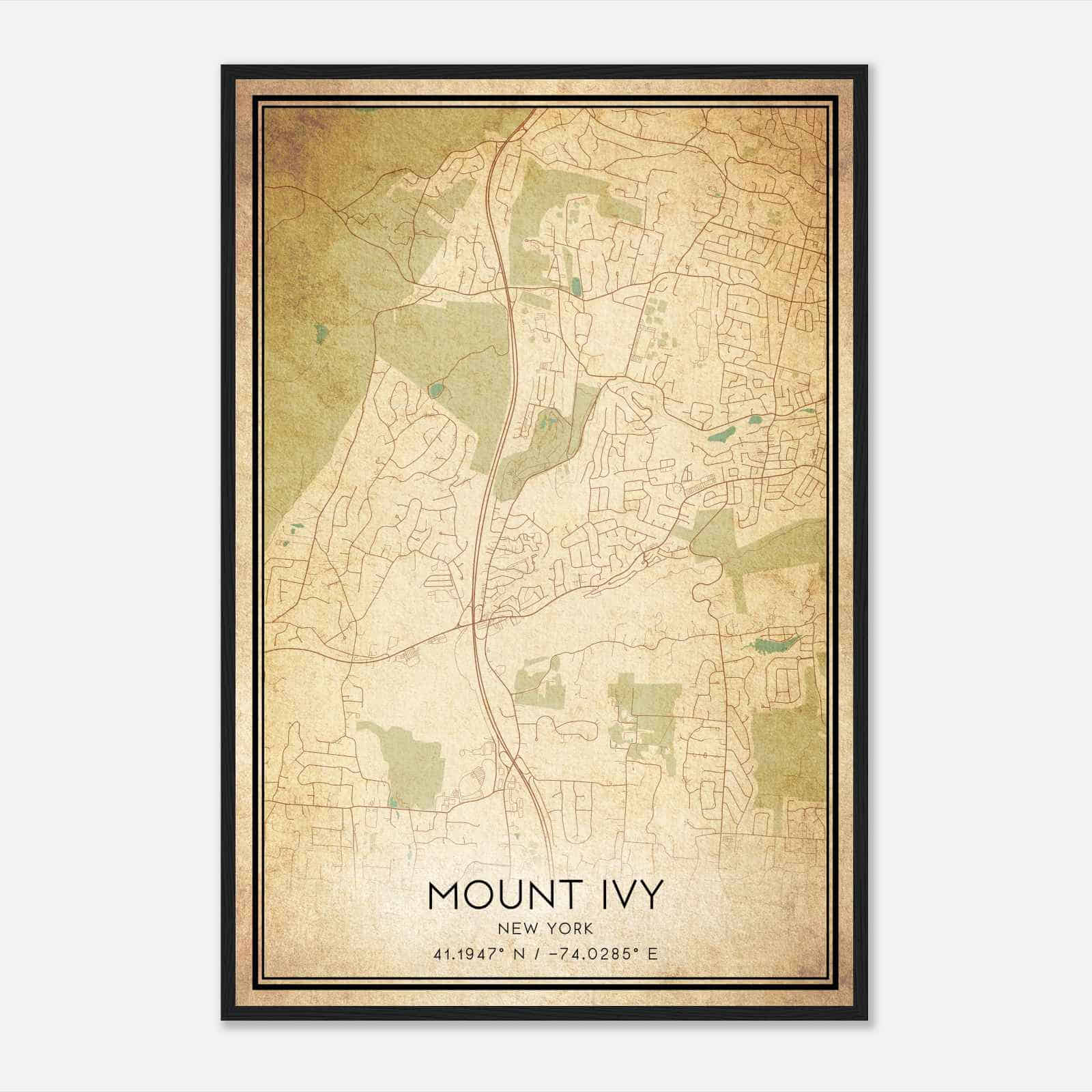 Vintage Mount Ivy New York Map Poster, Modern Home Decor Wall Art Print