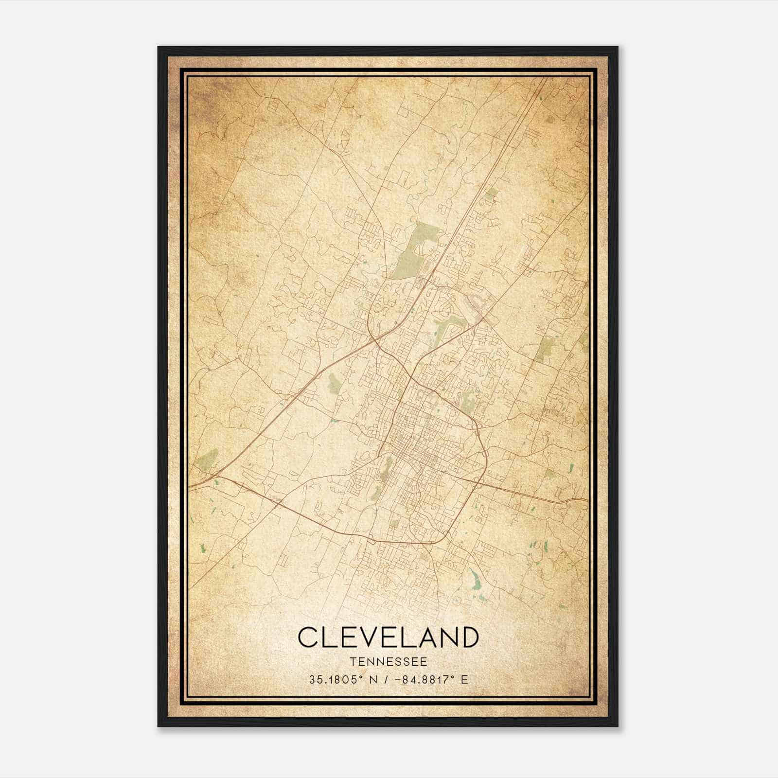 Vintage Cleveland Tennessee Map Poster, Modern Home Decor Wall Art Print Vintage Cleveland Tennessee Map Poster, Modern Home Decor Wall Art Print
