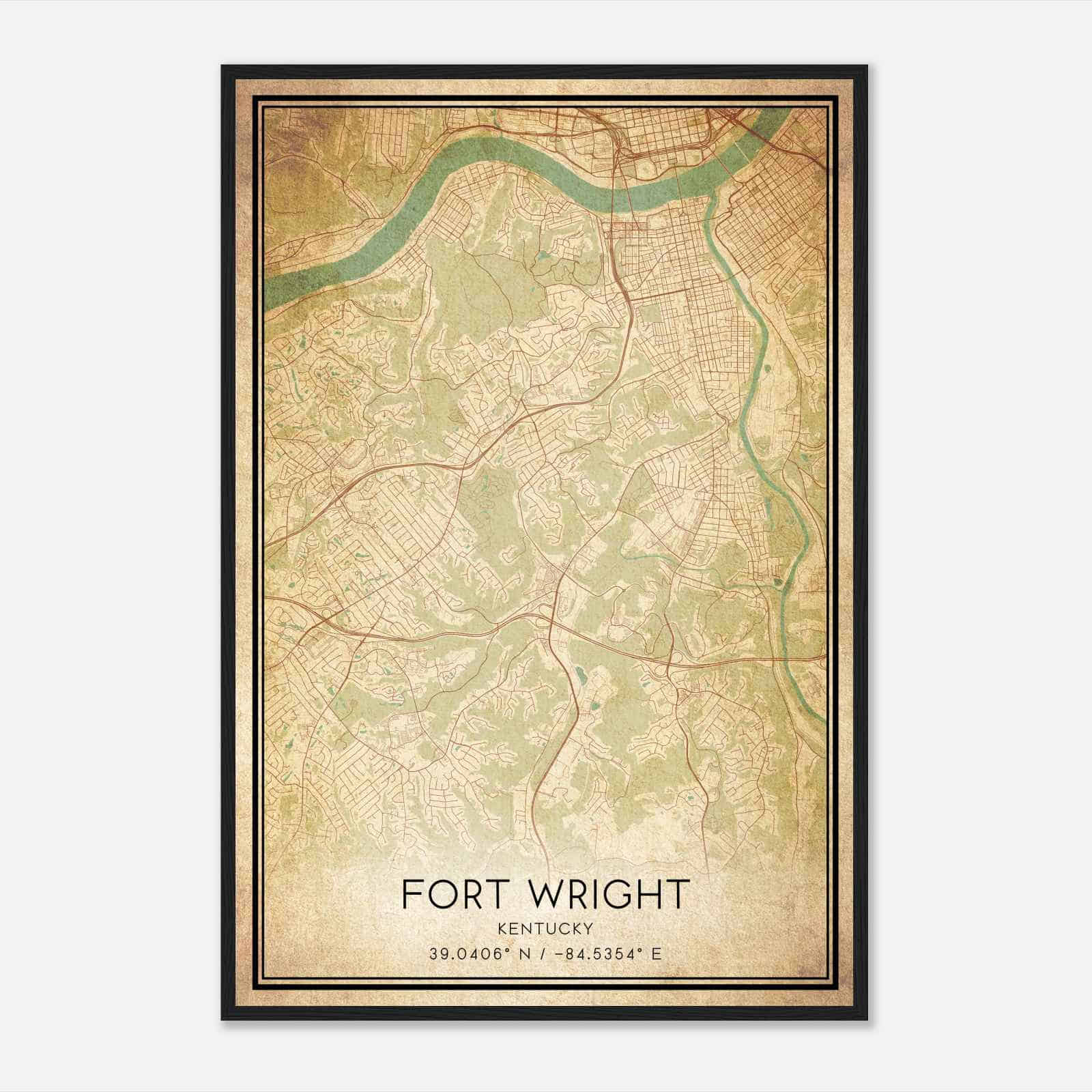 Vintage Fort Wright Kentucky Map Poster, Modern Home Decor Wall Art Print Vintage Fort Wright Kentucky Map Poster, Modern Home Decor Wall Art Print