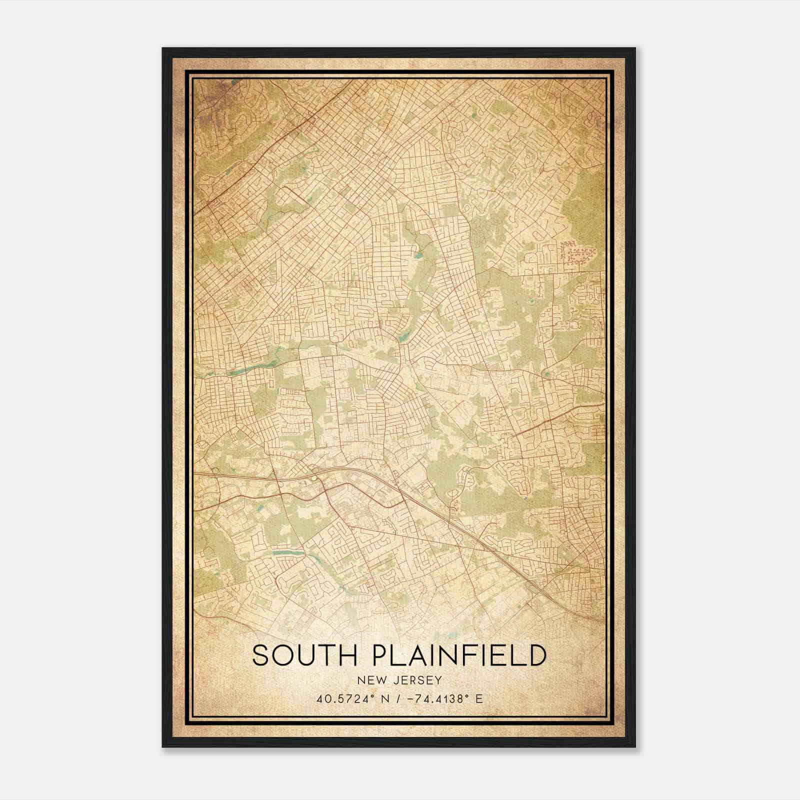 Vintage South Plainfield New Jersey Map Poster, Modern Home Decor Wall Art Print