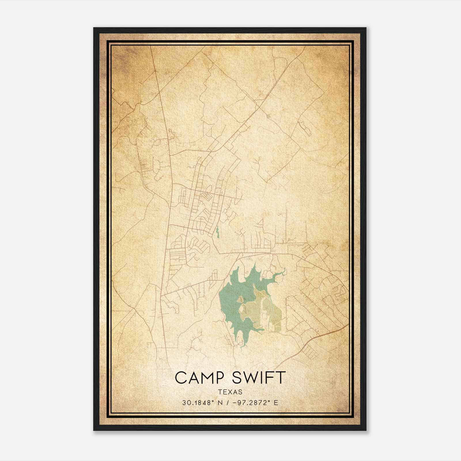 Vintage Camp Swift Texas Map Poster, Modern Home Decor Wall Art Print Vintage Camp Swift Texas Map Poster, Modern Home Decor Wall Art Print