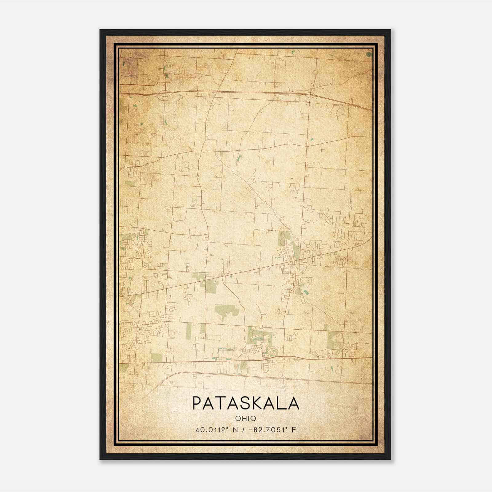 Vintage Pataskala Ohio Map Poster, Modern Home Decor Wall Art Print