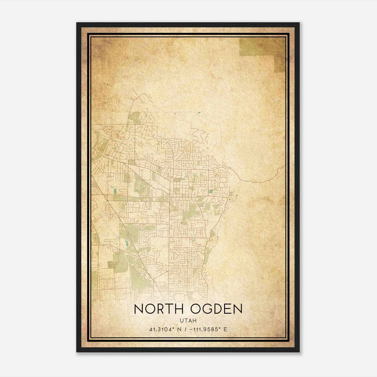 Vintage North Ogden Utah Map Poster, Modern Home Decor Wall Art Print