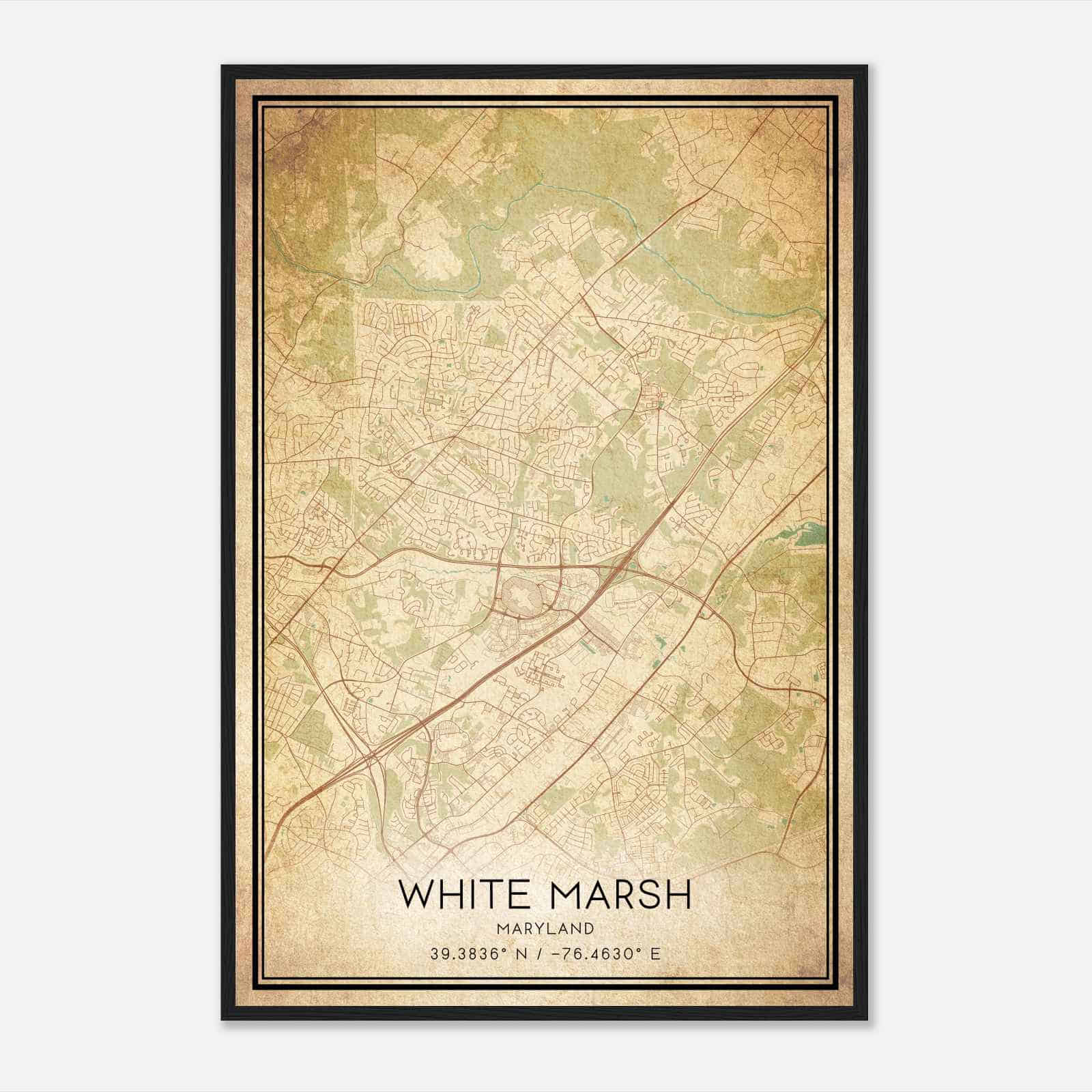 Vintage White Marsh Maryland Map Poster, Modern Home Decor Wall Art Print Vintage White Marsh Maryland Map Poster, Modern Home Decor Wall Art Print