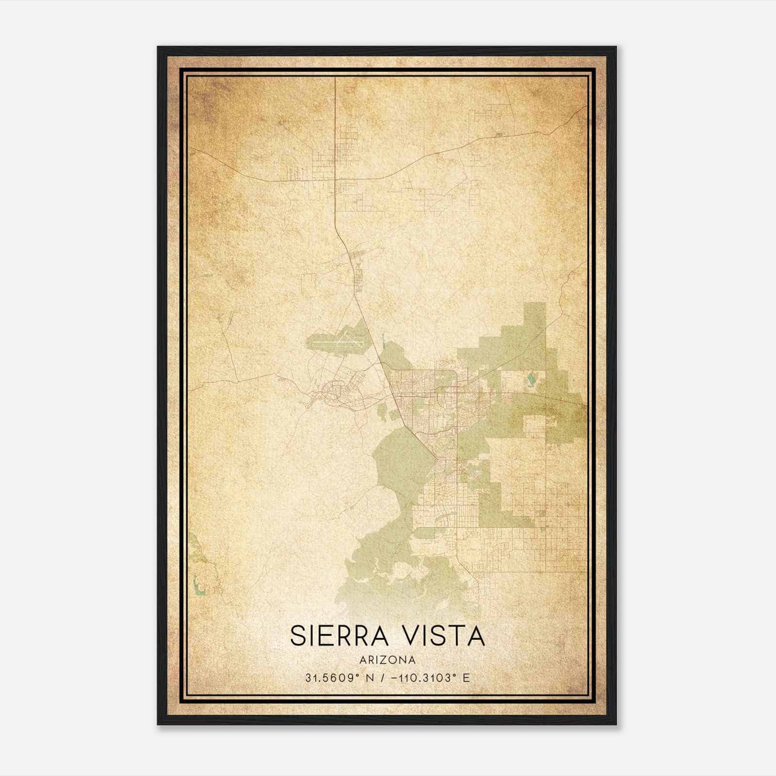 Vintage Sierra Vista Arizona Map Poster, Modern Home Decor Wall Art Print