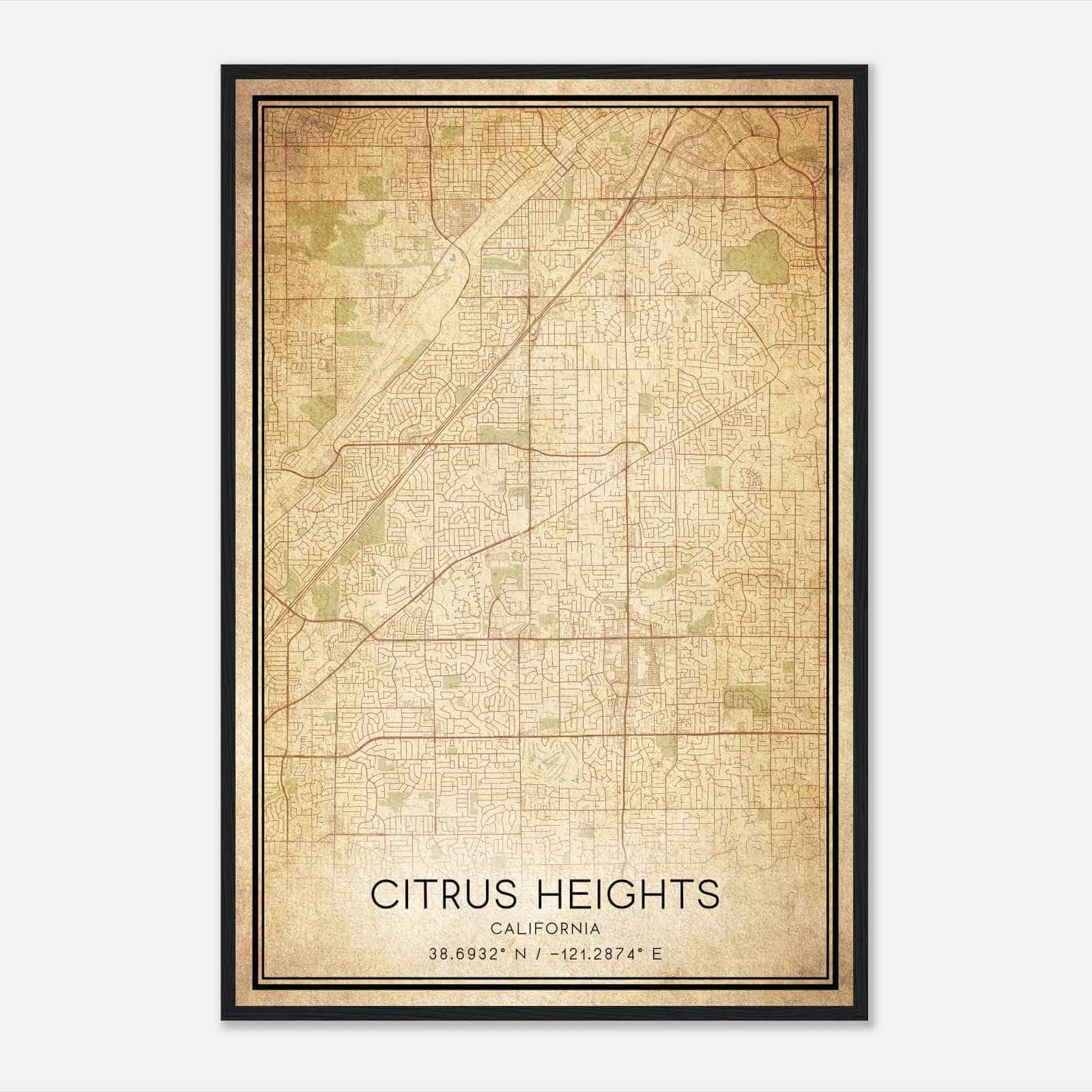 Vintage Citrus Heights California Map Poster, Modern Home Decor Wall Art Print Vintage Citrus Heights California Map Poster, Modern Home Decor Wall Art Print
