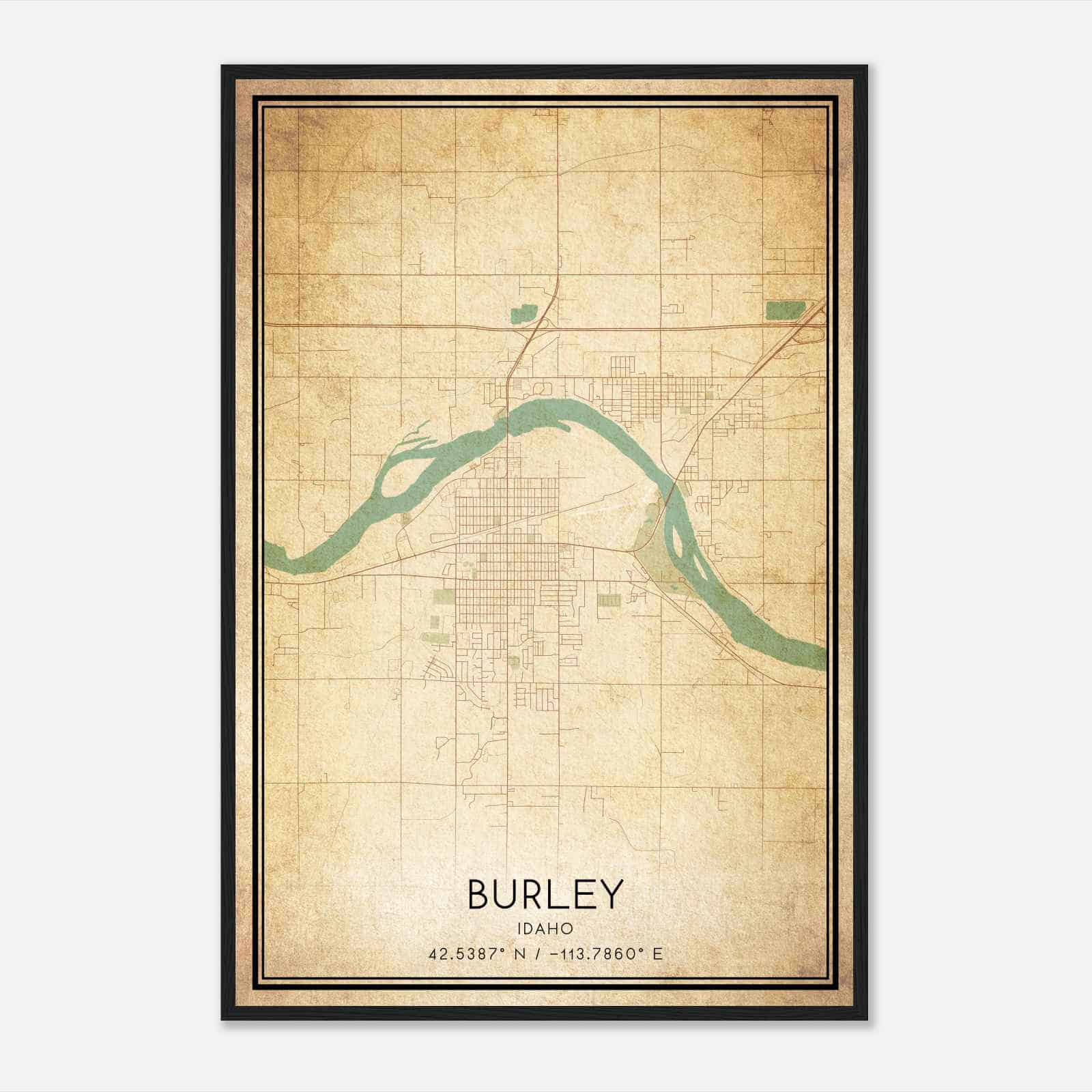 Vintage Burley Idaho Map Poster, Modern Home Decor Wall Art Print Vintage Burley Idaho Map Poster, Modern Home Decor Wall Art Print