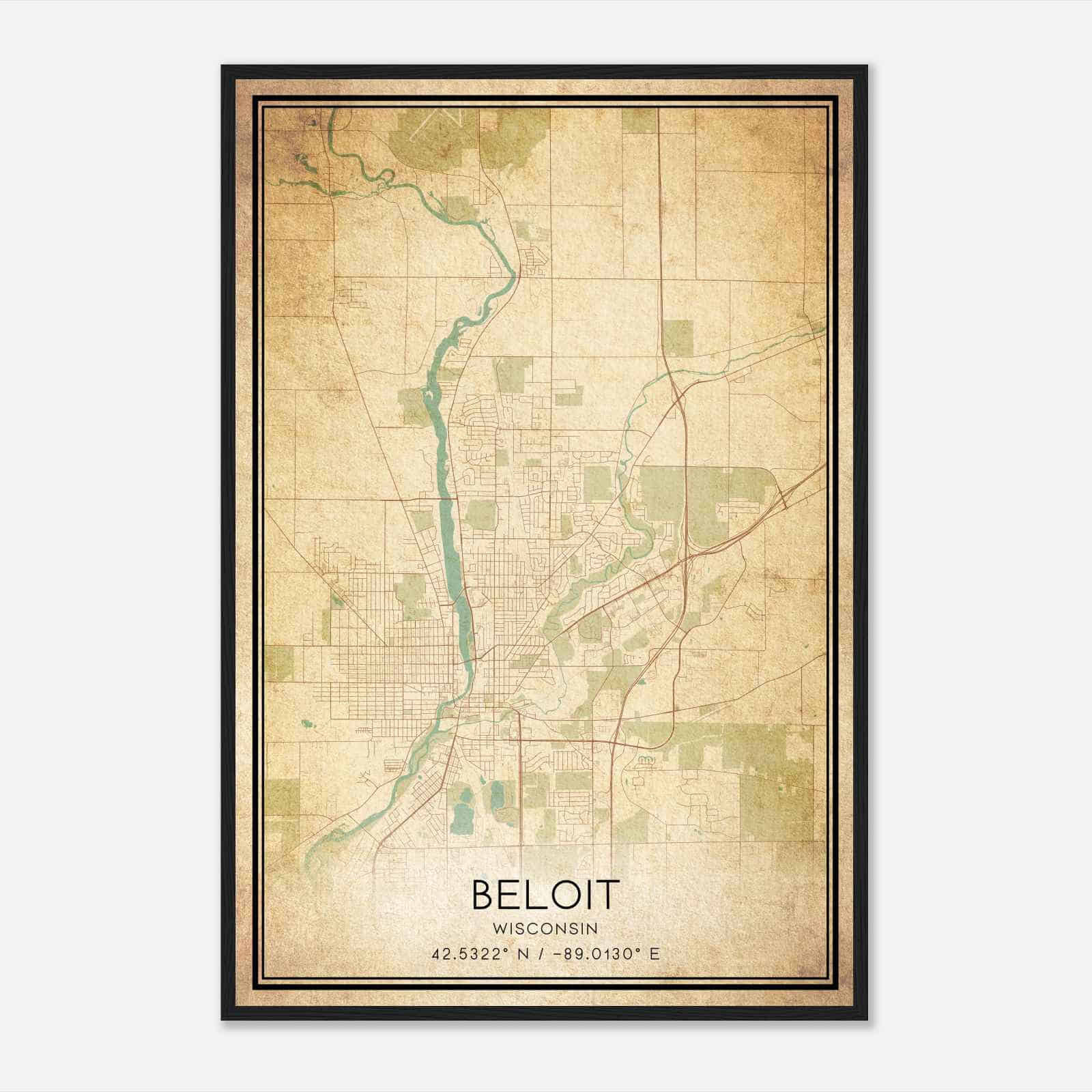 Vintage Beloit Wisconsin Map Poster, Modern Home Decor Wall Art Print Vintage Beloit Wisconsin Map Poster, Modern Home Decor Wall Art Print