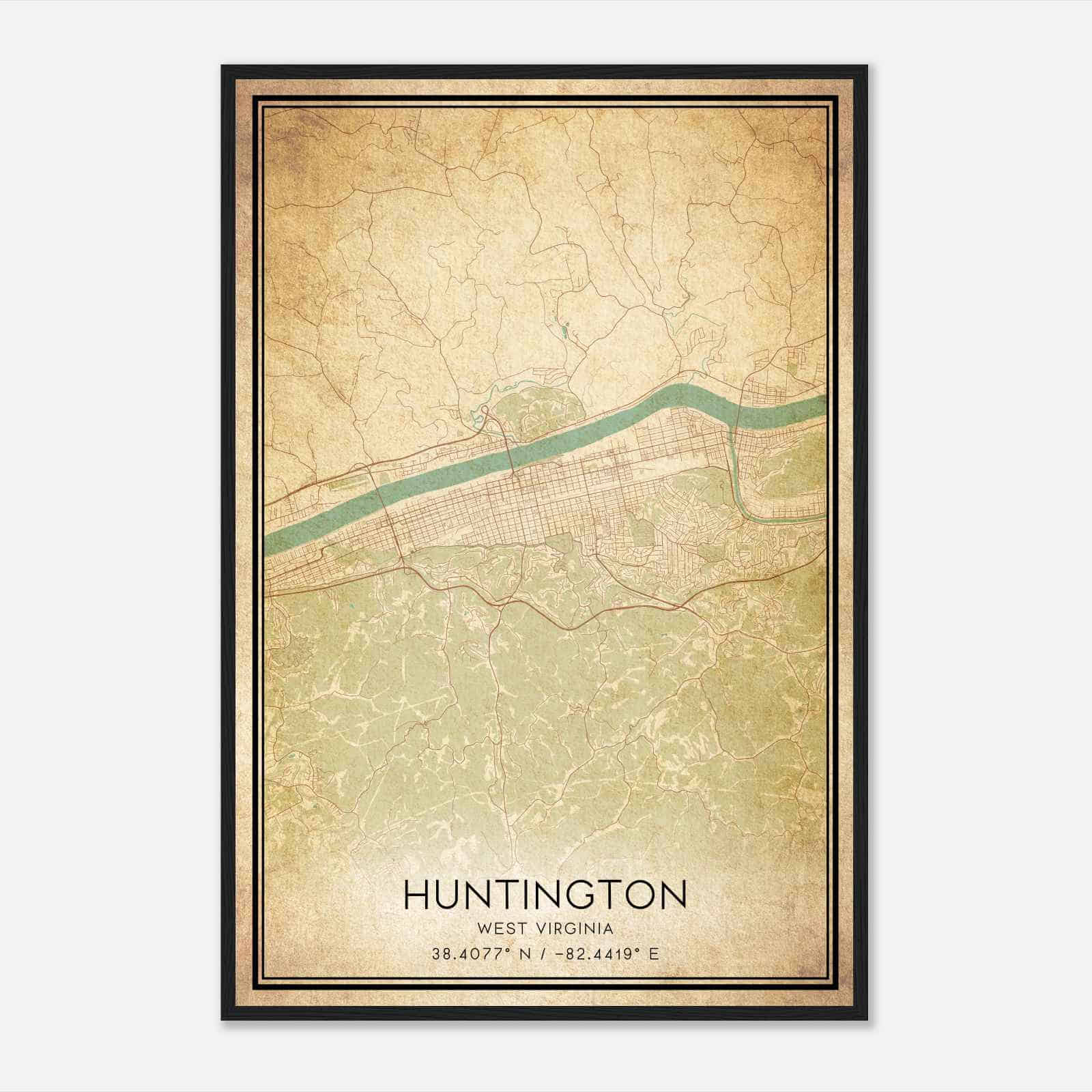Vintage Huntington West Virginia Map Poster, Modern Home Decor Wall Art Print Vintage Huntington West Virginia Map Poster, Modern Home Decor Wall Art Print