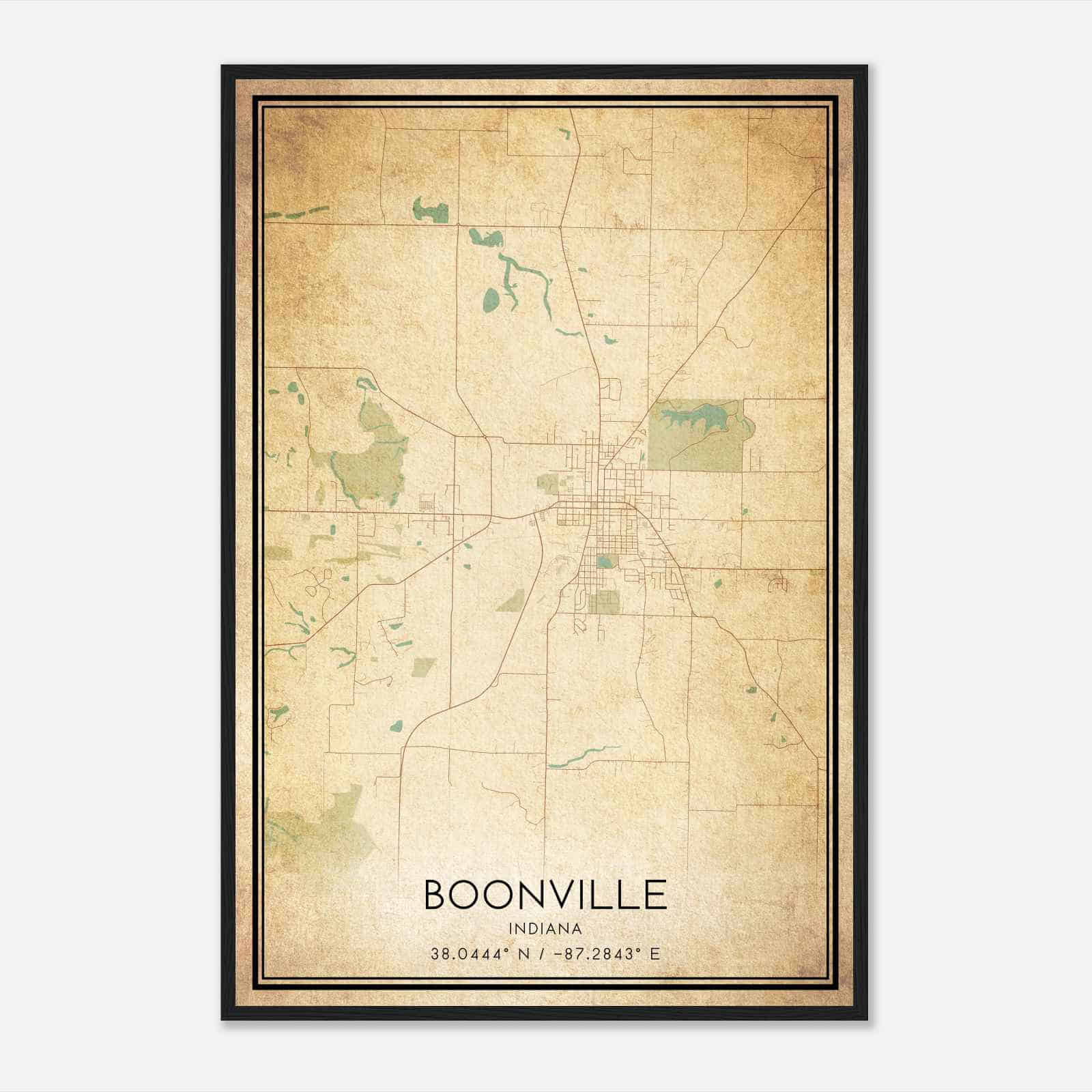 Vintage Boonville Indiana Map Poster, Modern Home Decor Wall Art Print Vintage Boonville Indiana Map Poster, Modern Home Decor Wall Art Print