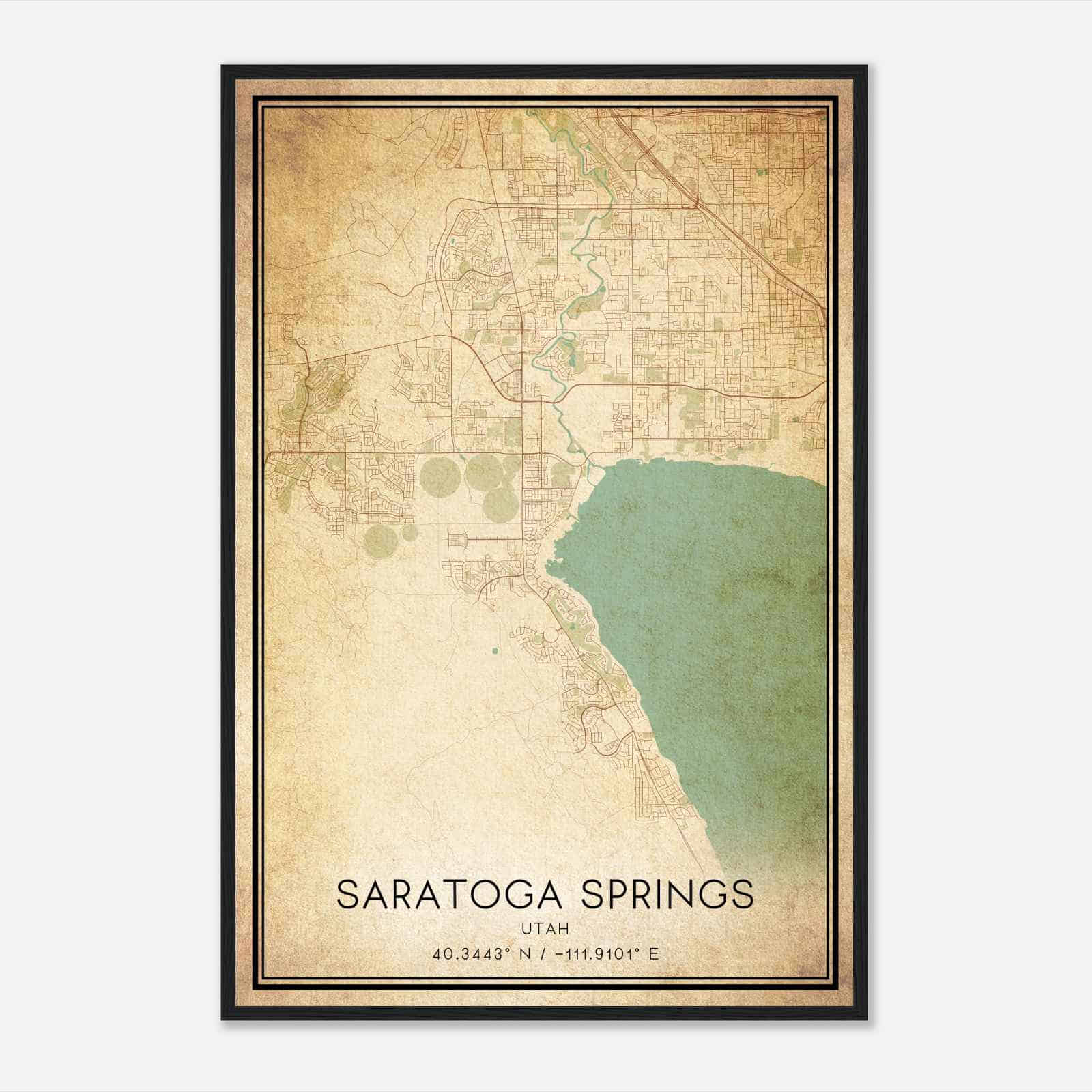 Vintage Saratoga Springs Utah Map Poster, Modern Home Decor Wall Art Print