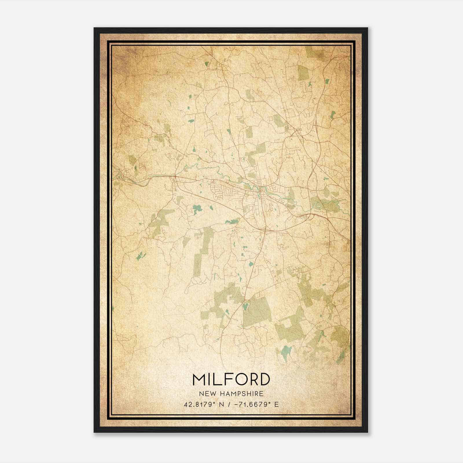 Vintage Milford New Hampshire Map Poster, Modern Home Decor Wall Art Print Vintage Milford New Hampshire Map Poster, Modern Home Decor Wall Art Print
