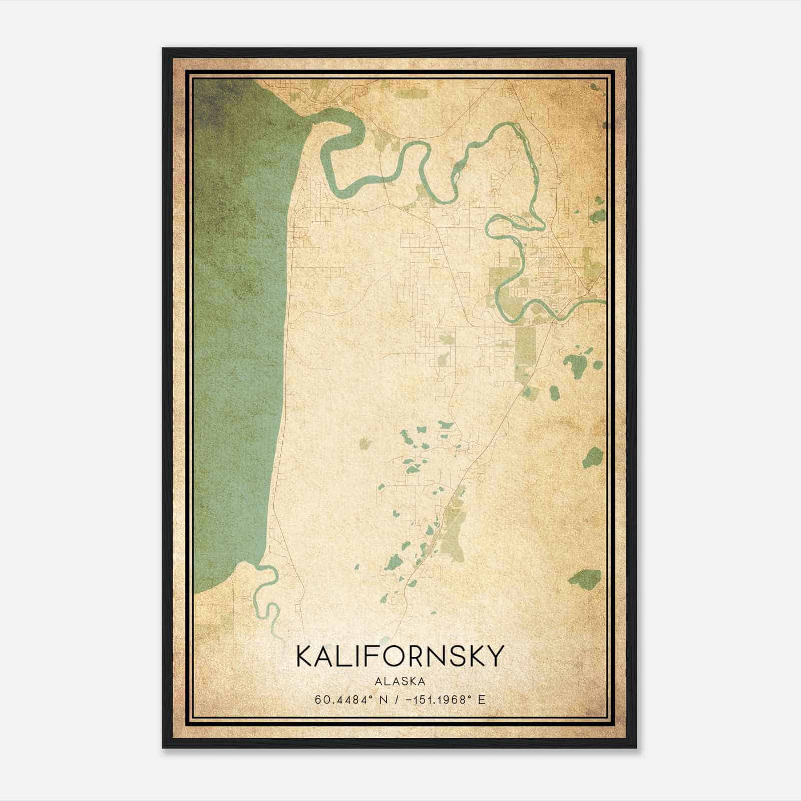 Vintage Kalifornsky Alaska Map Poster, Modern Home Decor Wall Art Print