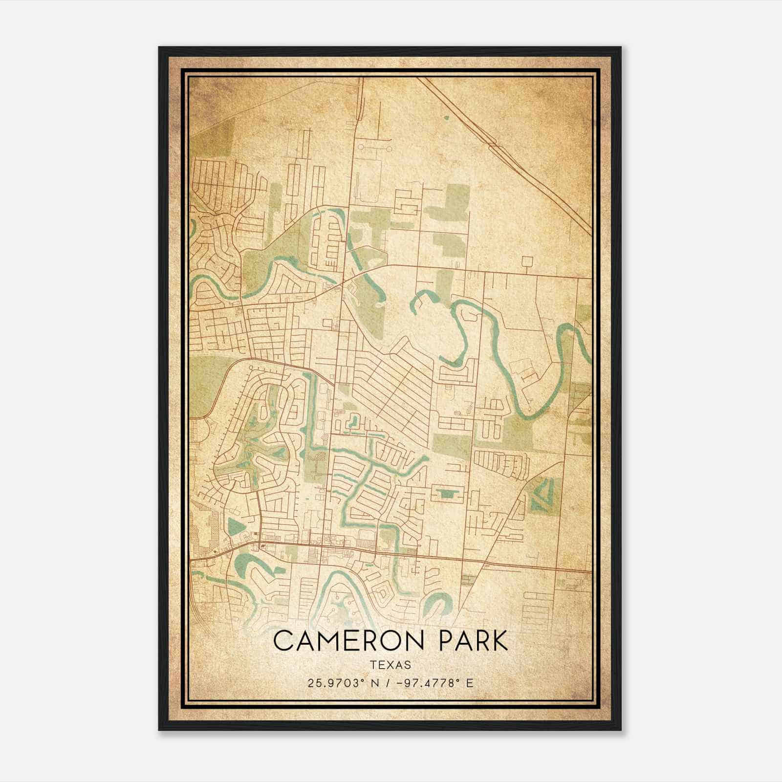 Vintage Cameron Park Texas Map Poster, Modern Home Decor Wall Art Print Vintage Cameron Park Texas Map Poster, Modern Home Decor Wall Art Print