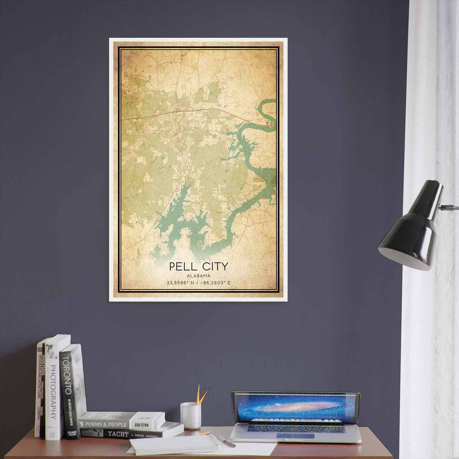 Vintage Pell City Alabama Map Poster, Modern Home Decor Wall Art Print