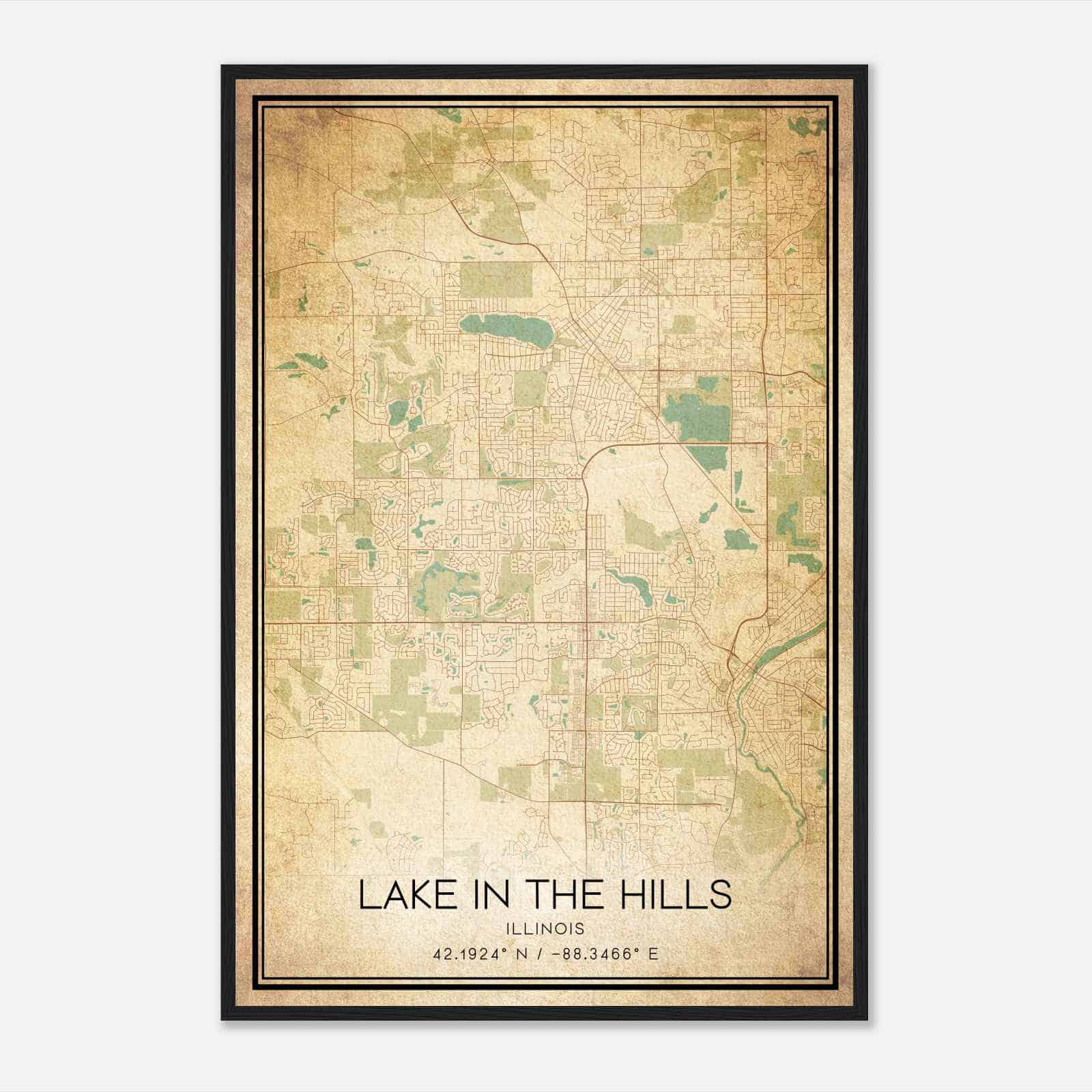 Vintage Lake In The Hills Illinois Map Poster, Modern Home Decor Wall Art Print Vintage Lake In The Hills Illinois Map Poster, Modern Home Decor Wall Art Print