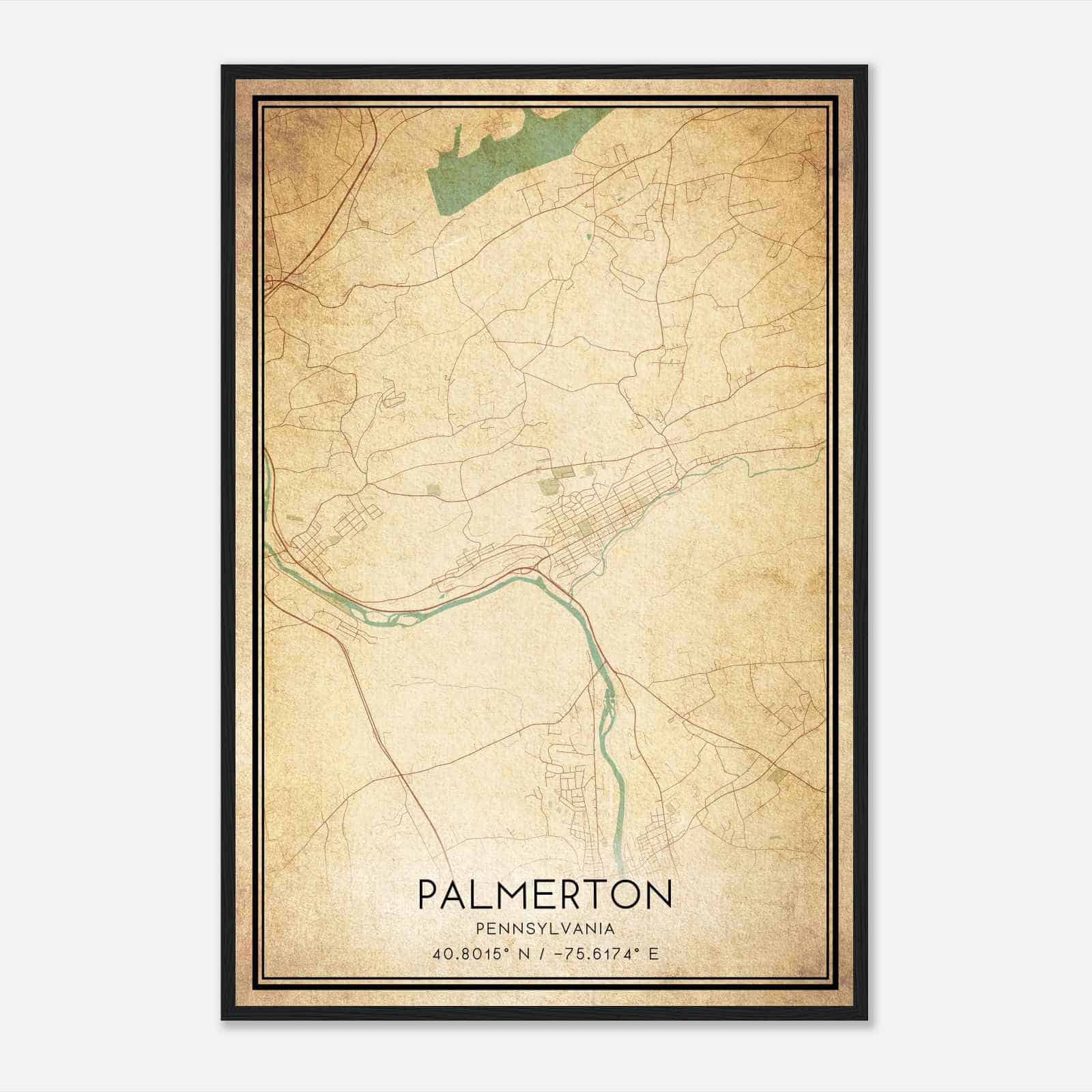 Vintage Palmerton Pennsylvania Map Poster, Modern Home Decor Wall Art Print