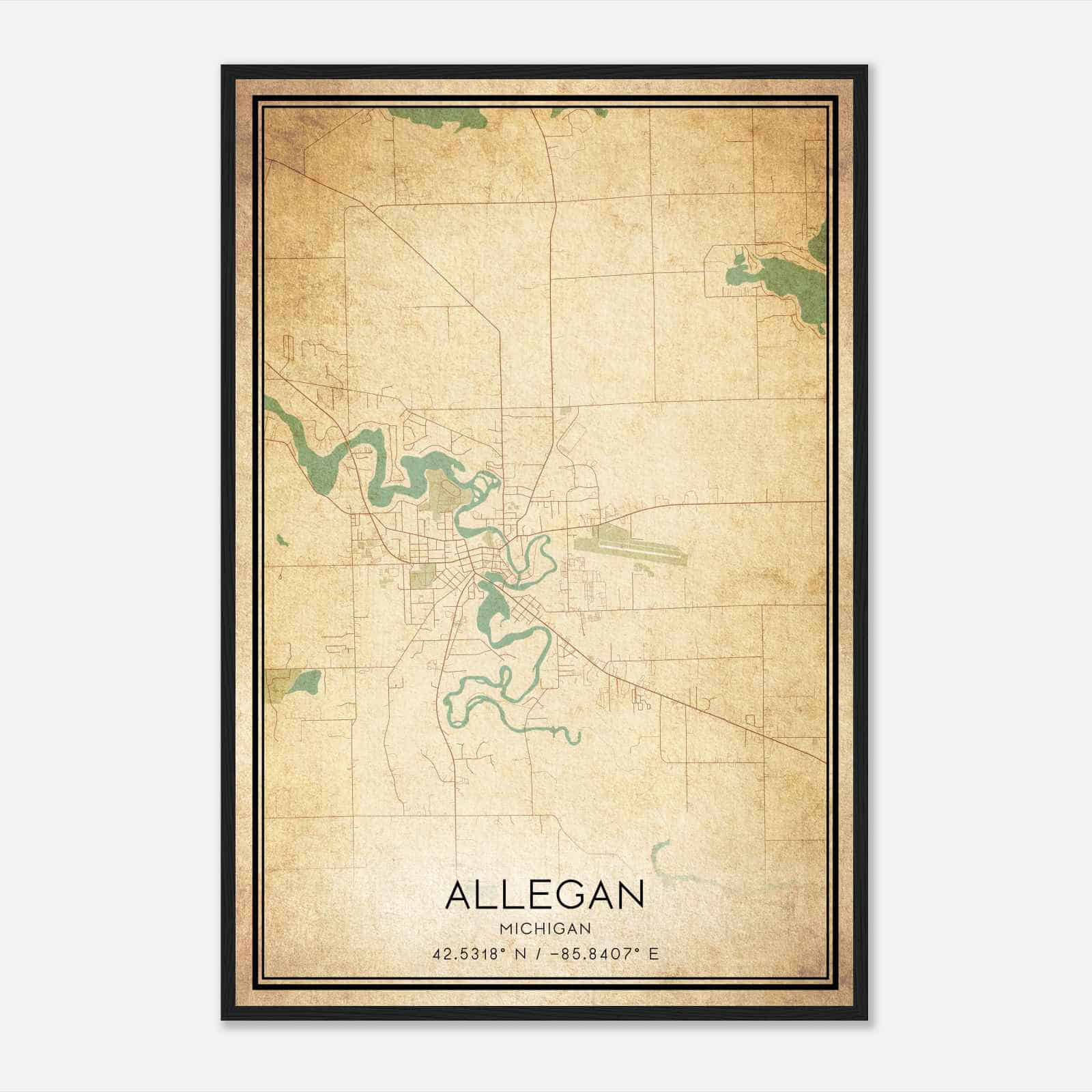 Vintage Allegan Michigan Map Poster, Modern Home Decor Wall Art Print Vintage Allegan Michigan Map Poster, Modern Home Decor Wall Art Print