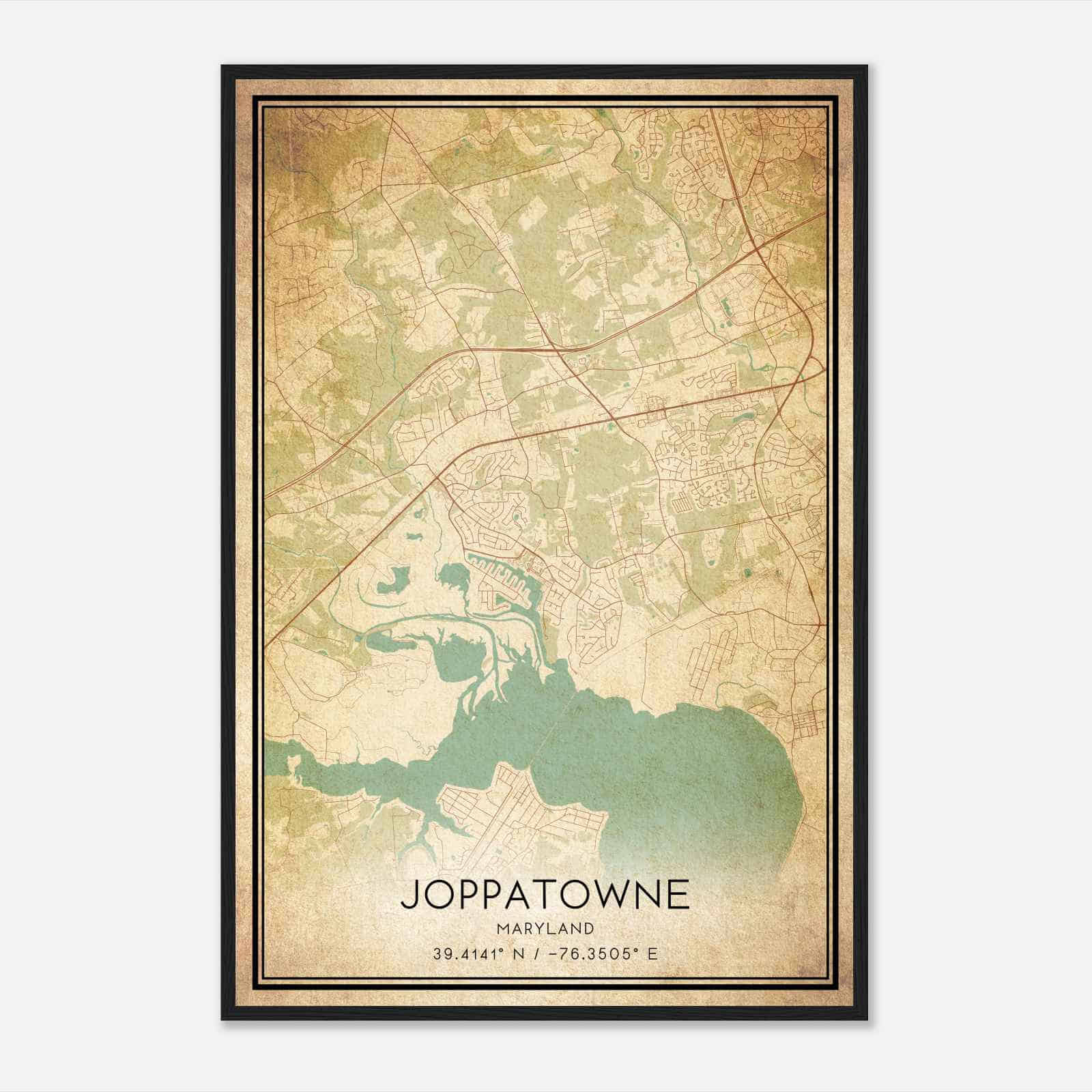 Vintage Joppatowne Maryland Map Poster, Modern Home Decor Wall Art Print