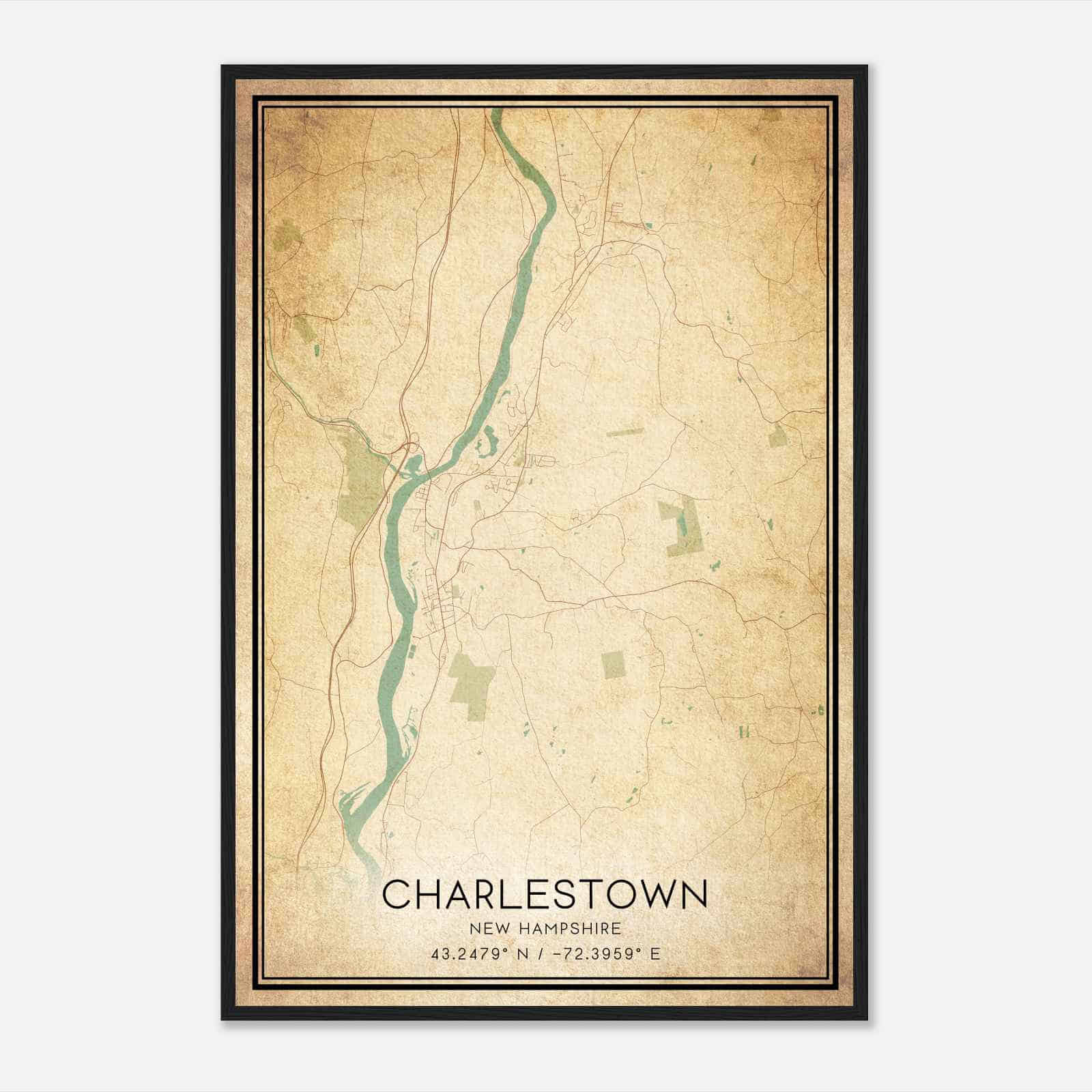 Vintage Charlestown New Hampshire Map Poster, Modern Home Decor Wall Art Print Vintage Charlestown New Hampshire Map Poster, Modern Home Decor Wall Art Print
