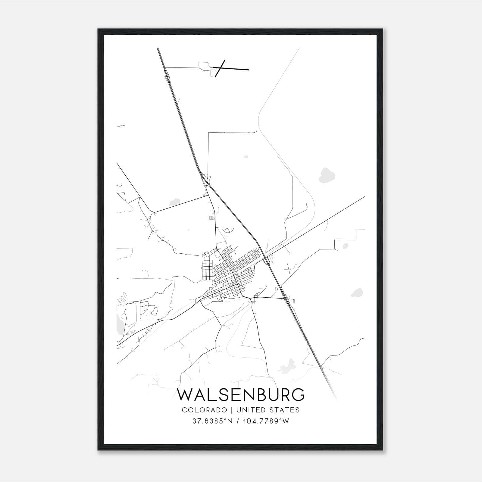 Walsenburg Colorado Map Poster, Modern Home Decor Wall Art Print Walsenburg Colorado Map Poster, Modern Home Decor Wall Art Print