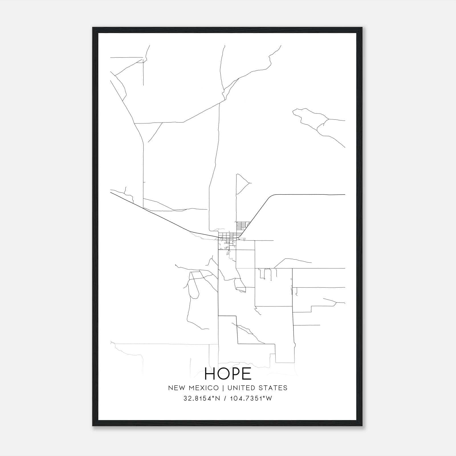Hope New Mexico Map Poster, Modern Home Decor Wall Art Print Hope New Mexico Map Poster, Modern Home Decor Wall Art Print