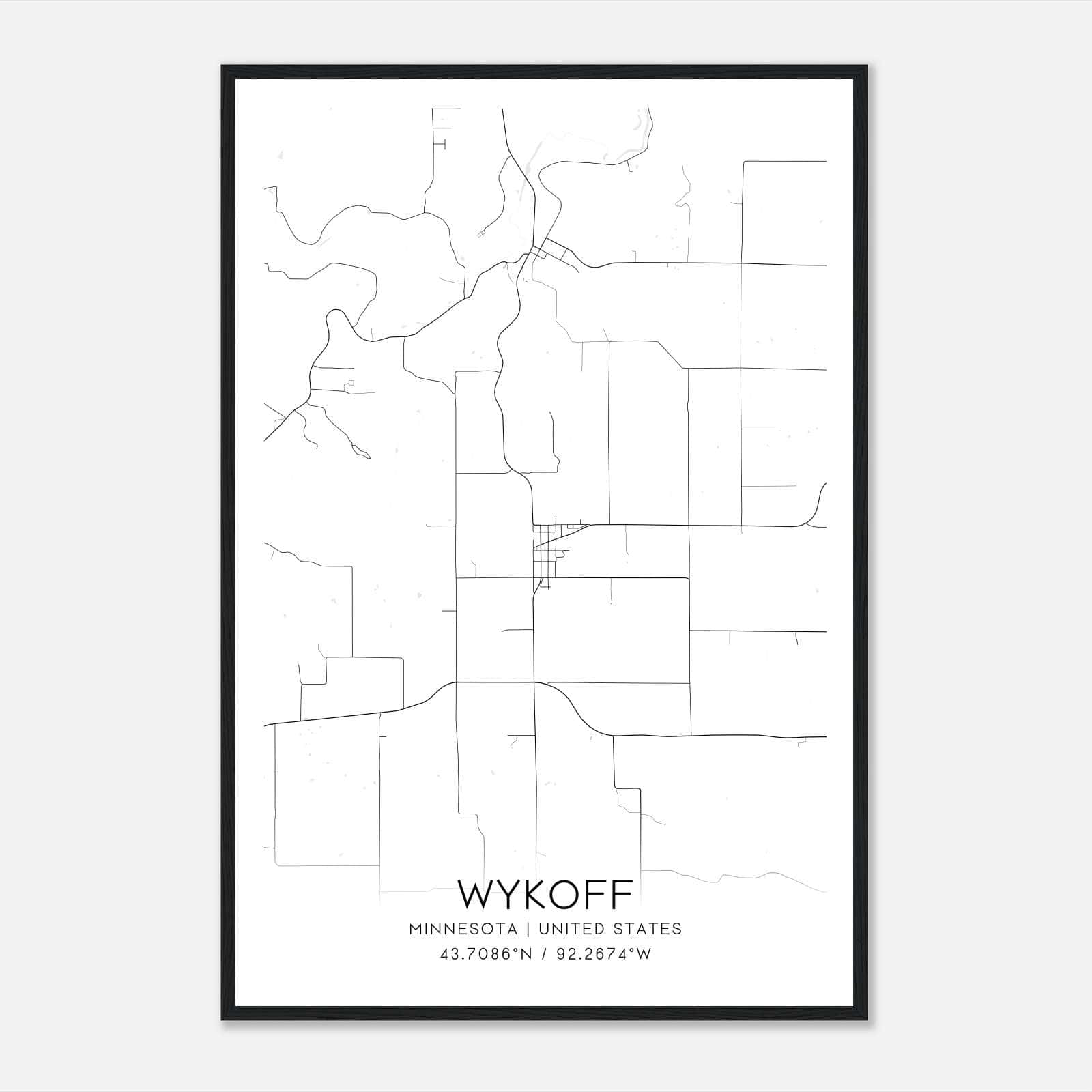 Wykoff Minnesota Map Poster, Modern Home Decor Wall Art Print Wykoff Minnesota Map Poster, Modern Home Decor Wall Art Print