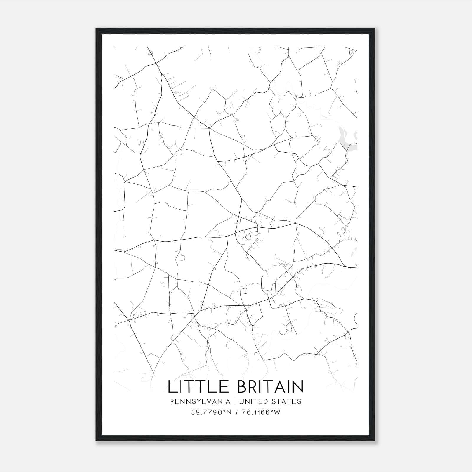Little Britain Pennsylvania Map Poster, Modern Home Decor Wall Art Print Little Britain Pennsylvania Map Poster, Modern Home Decor Wall Art Print