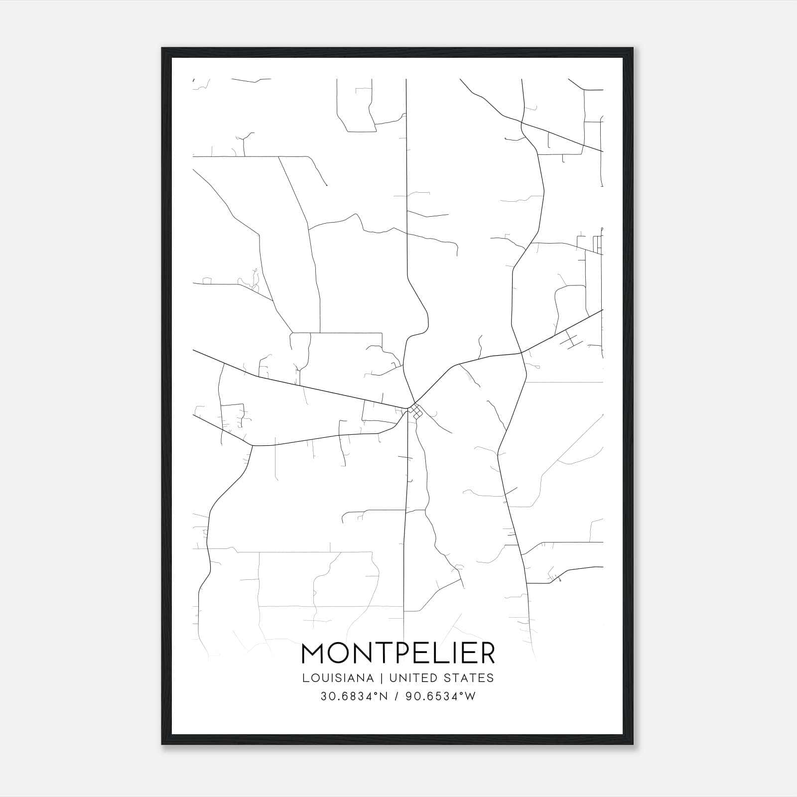 Montpelier Louisiana Map Poster, Modern Home Decor Wall Art Print Montpelier Louisiana Map Poster, Modern Home Decor Wall Art Print