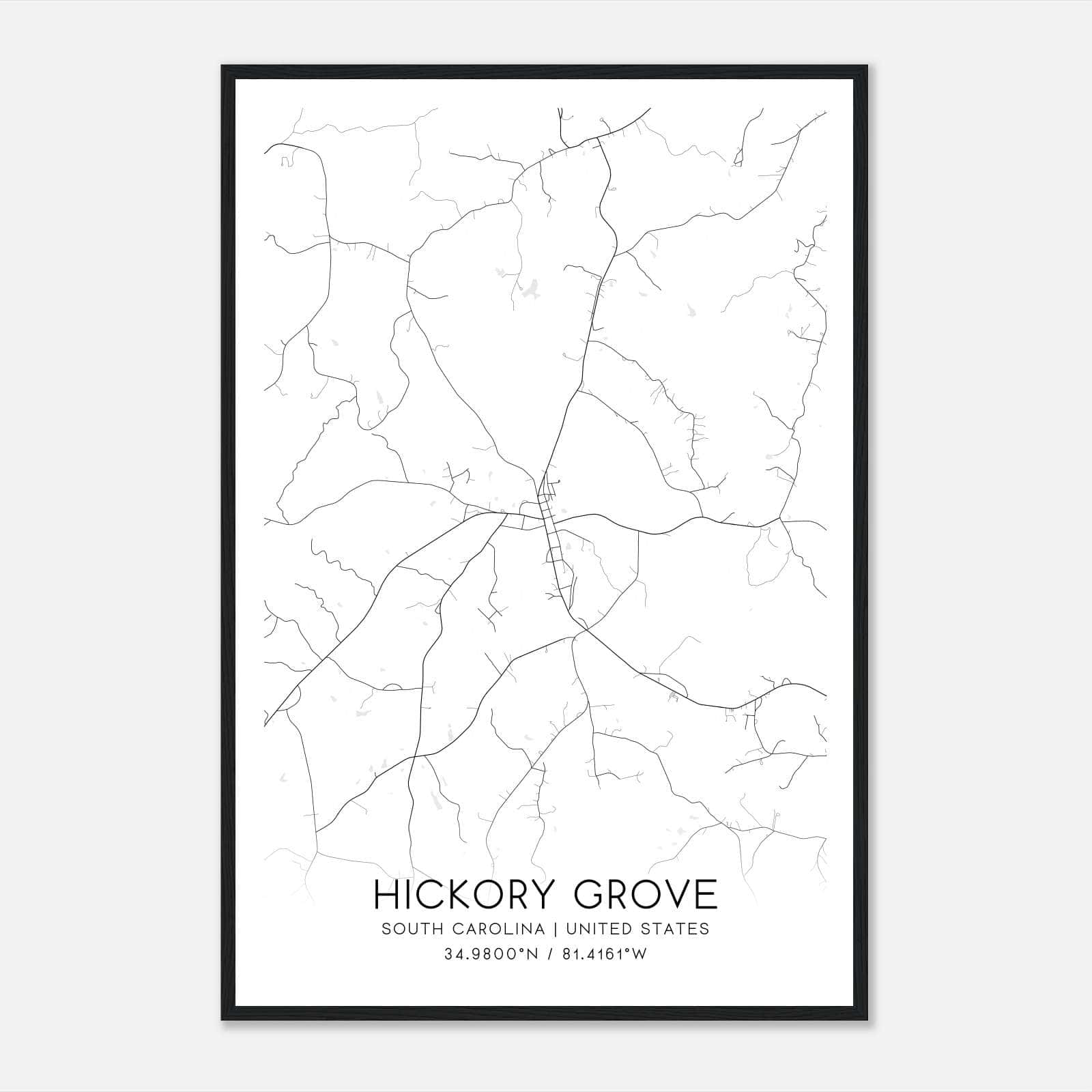 Hickory Grove South Carolina Map Poster, Modern Home Decor Wall Art Print Hickory Grove South Carolina Map Poster, Modern Home Decor Wall Art Print