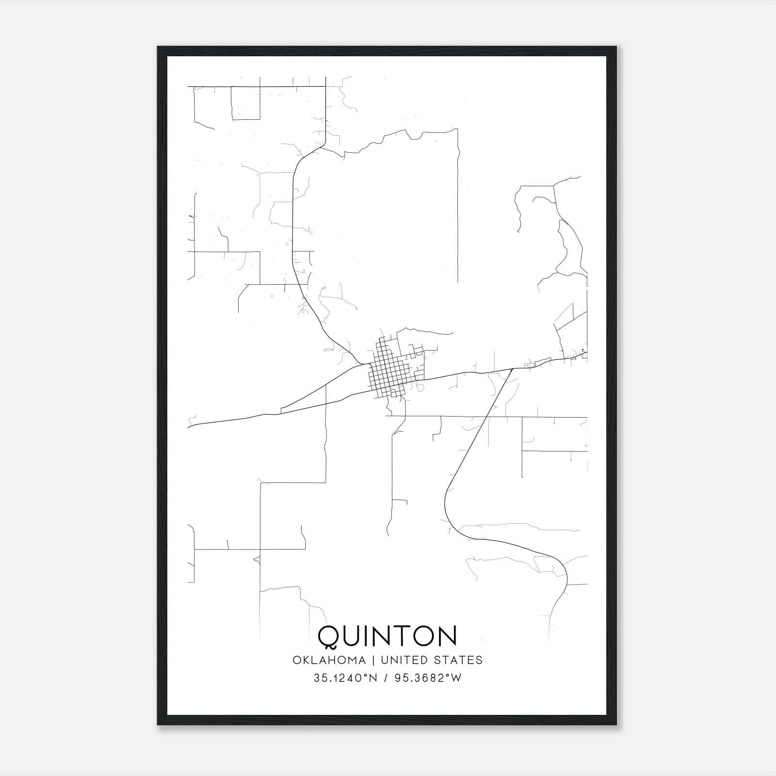 Quinton Oklahoma Map Poster, Modern Home Decor Wall Art Print Quinton Oklahoma Map Poster, Modern Home Decor Wall Art Print