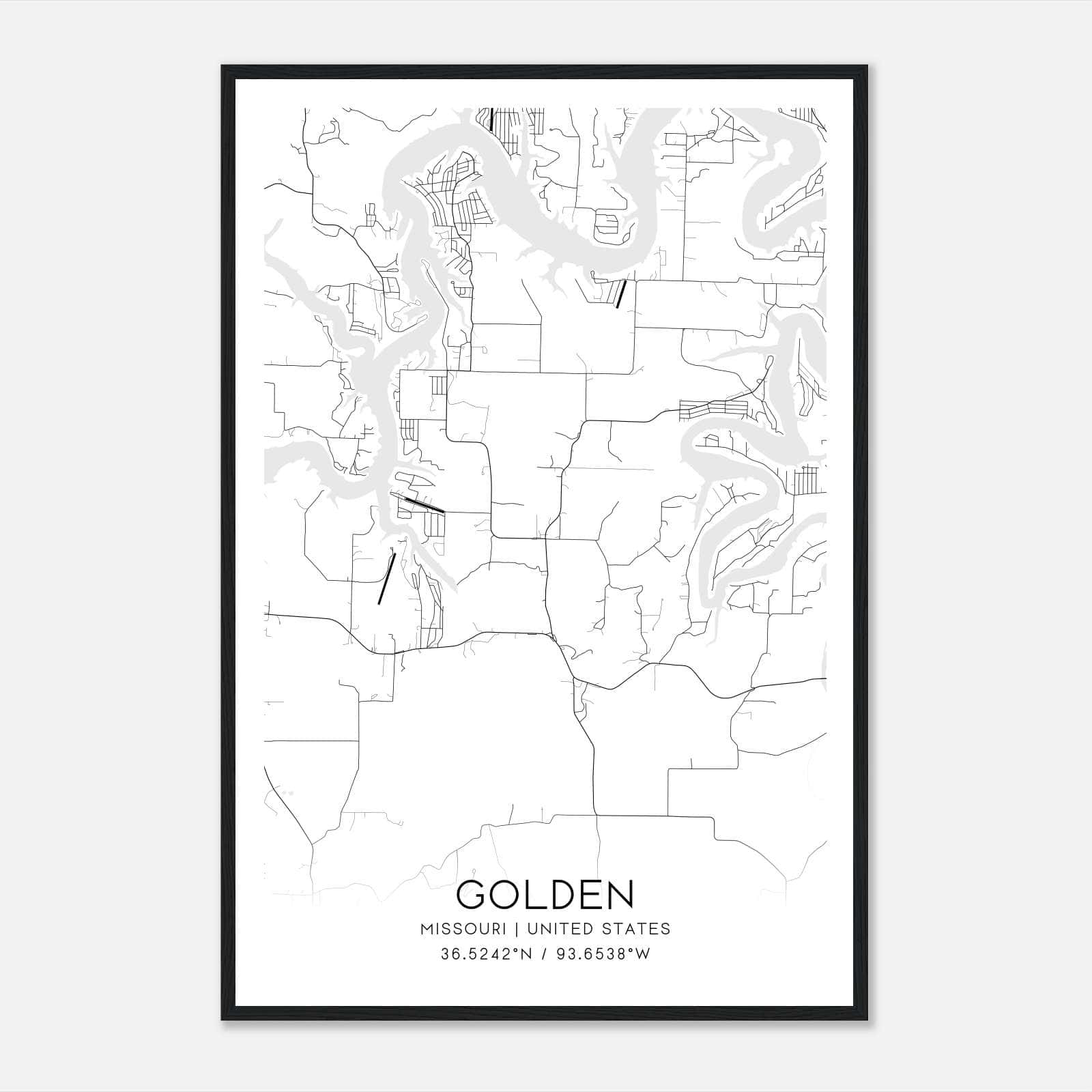 Golden Missouri Map Poster, Modern Home Decor Wall Art Print Golden Missouri Map Poster, Modern Home Decor Wall Art Print