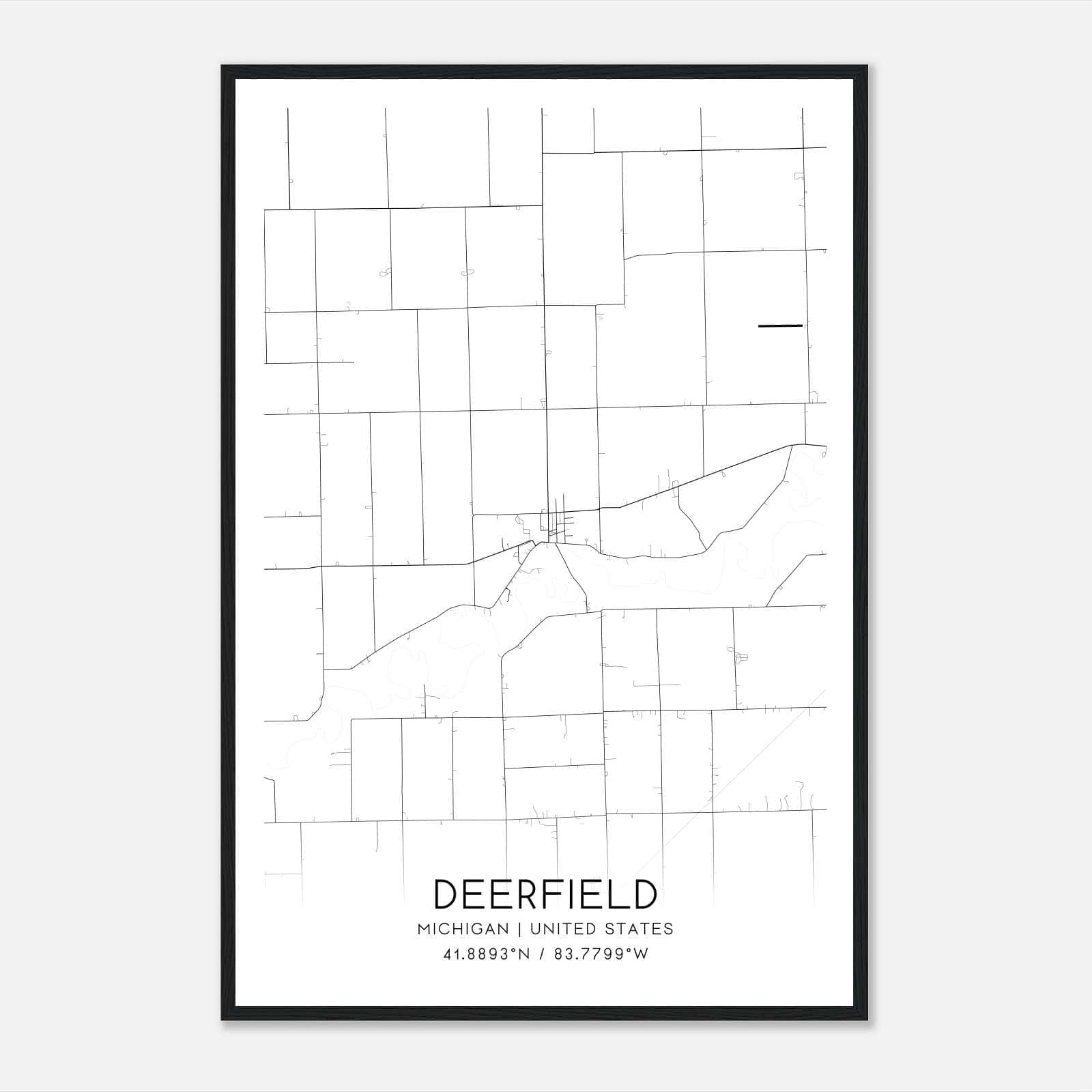 Deerfield Michigan Map Poster, Modern Home Decor Wall Art Print Deerfield Michigan Map Poster, Modern Home Decor Wall Art Print