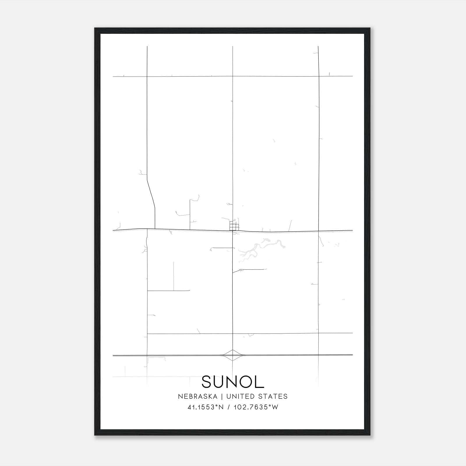 Sunol Nebraska Map Poster, Modern Home Decor Wall Art Print Sunol Nebraska Map Poster, Modern Home Decor Wall Art Print