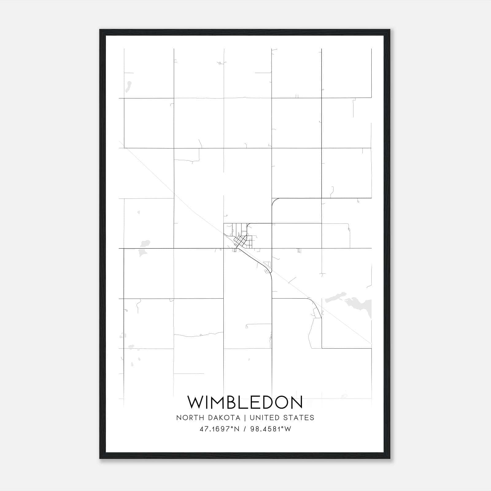 Wimbledon North Dakota Map Poster, Modern Home Decor Wall Art Print Wimbledon North Dakota Map Poster, Modern Home Decor Wall Art Print