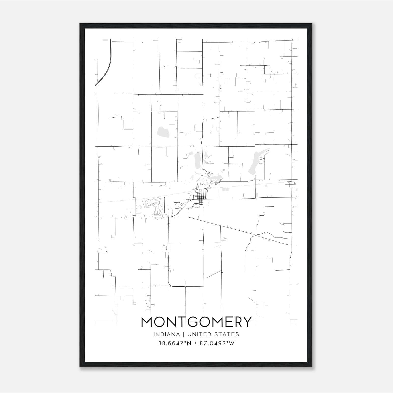 Montgomery Indiana Map Poster, Modern Home Decor Wall Art Print Montgomery Indiana Map Poster, Modern Home Decor Wall Art Print