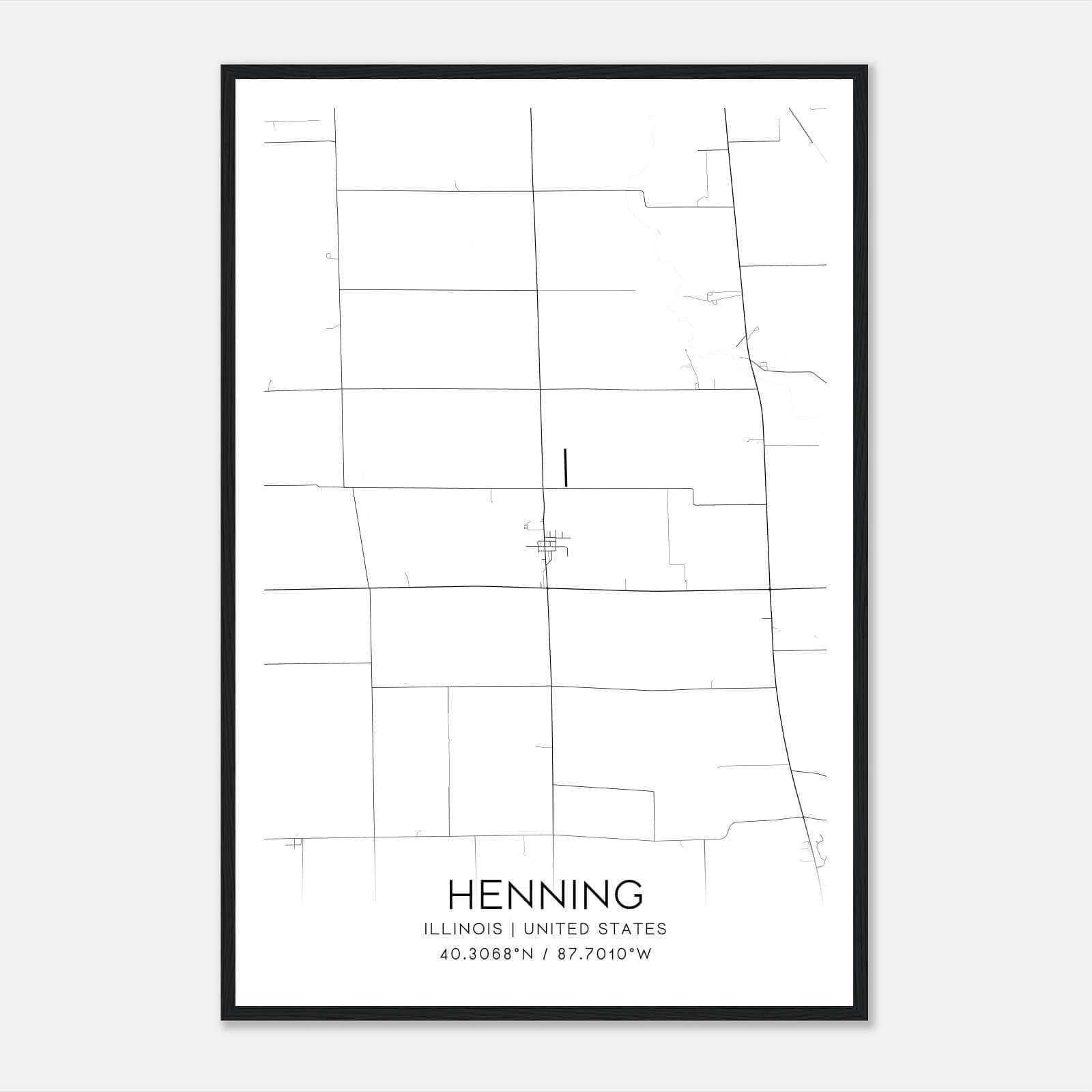 Henning Illinois Map Poster, Modern Home Decor Wall Art Print Henning Illinois Map Poster, Modern Home Decor Wall Art Print
