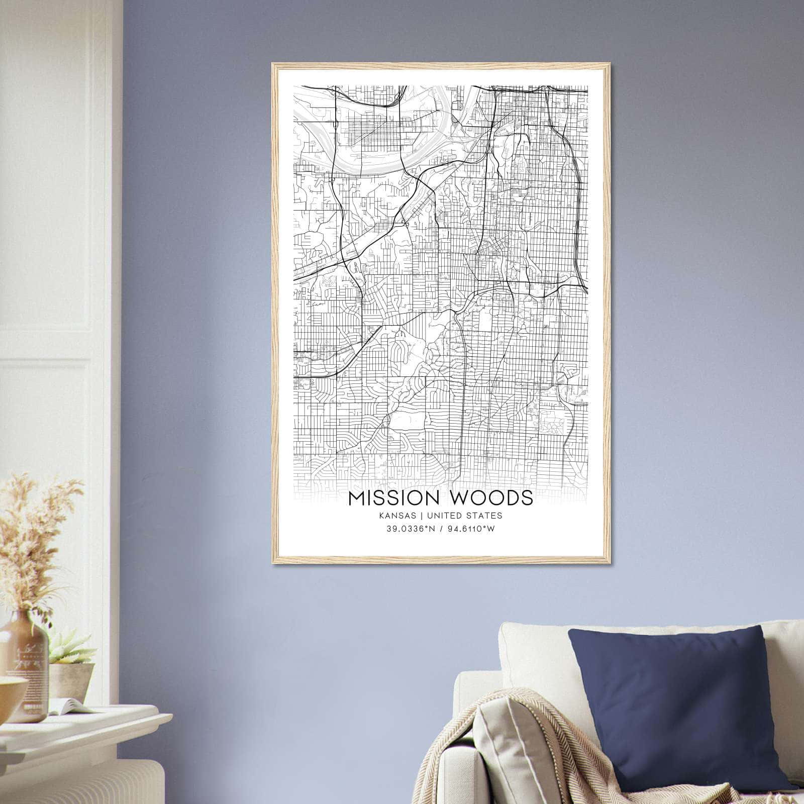 Deerfield Kansas Map Poster, Modern Home Decor Wall Art Print (Copy)