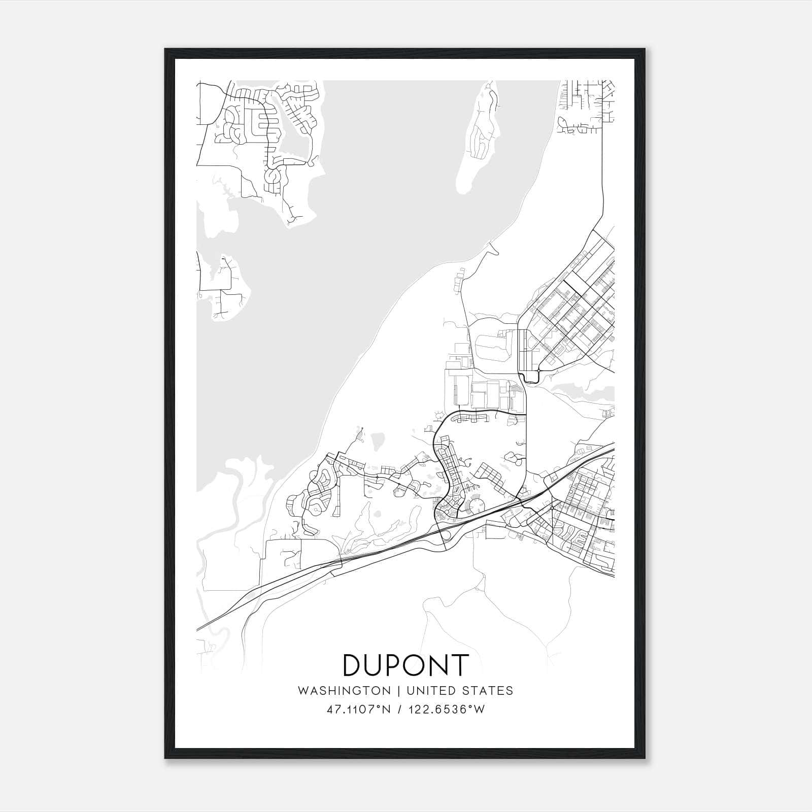 Dupont Washington Map Poster, Modern Home Decor Wall Art Print Dupont Washington Map Poster, Modern Home Decor Wall Art Print