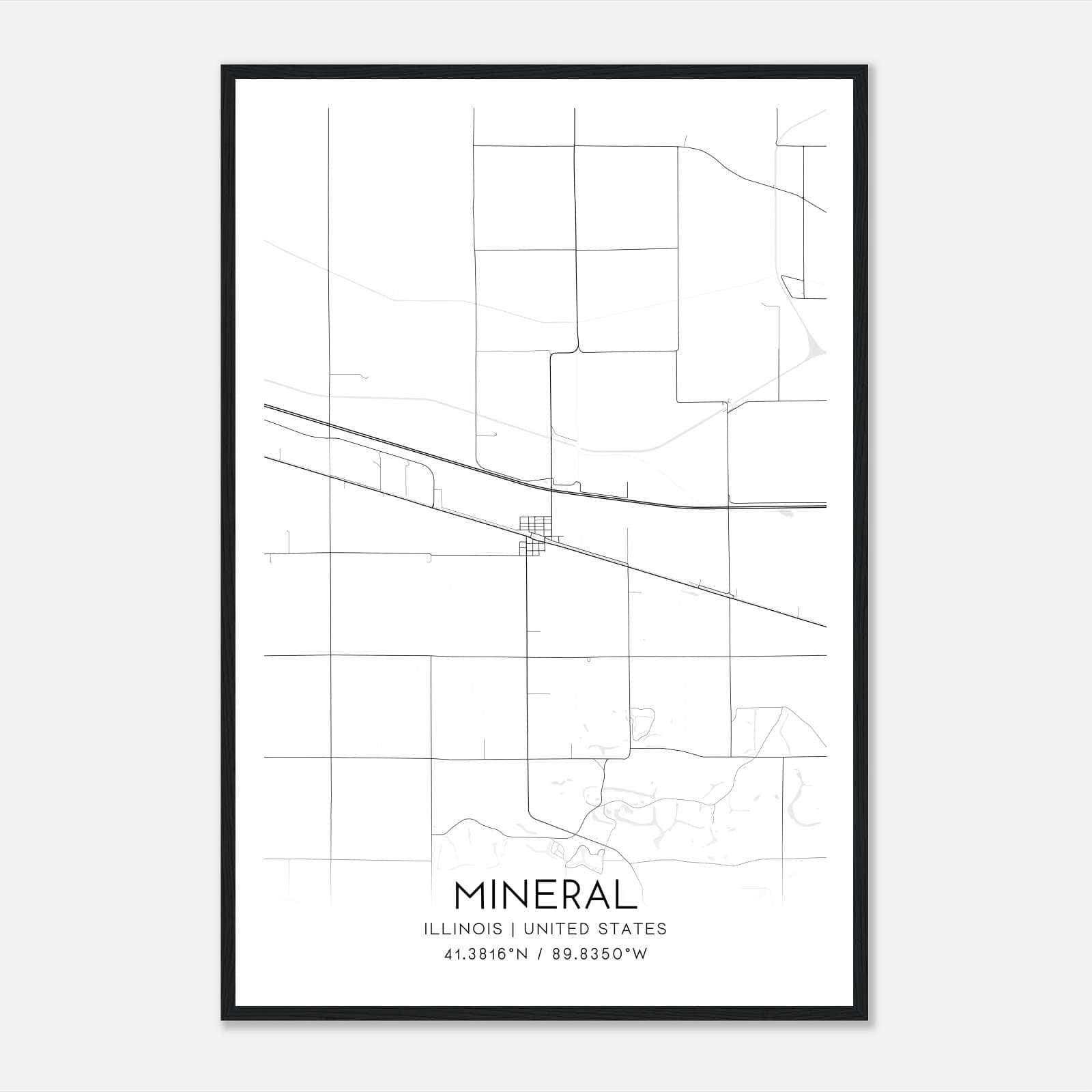 Mineral Illinois Map Poster, Modern Home Decor Wall Art Print Mineral Illinois Map Poster, Modern Home Decor Wall Art Print