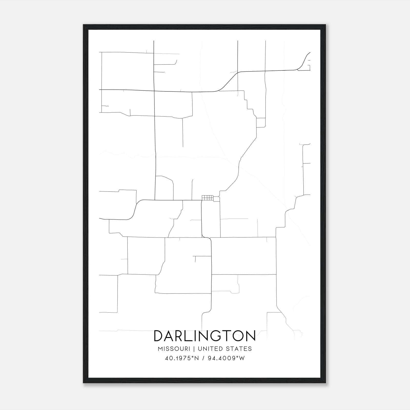 Darlington Missouri Map Poster, Modern Home Decor Wall Art Print Darlington Missouri Map Poster, Modern Home Decor Wall Art Print