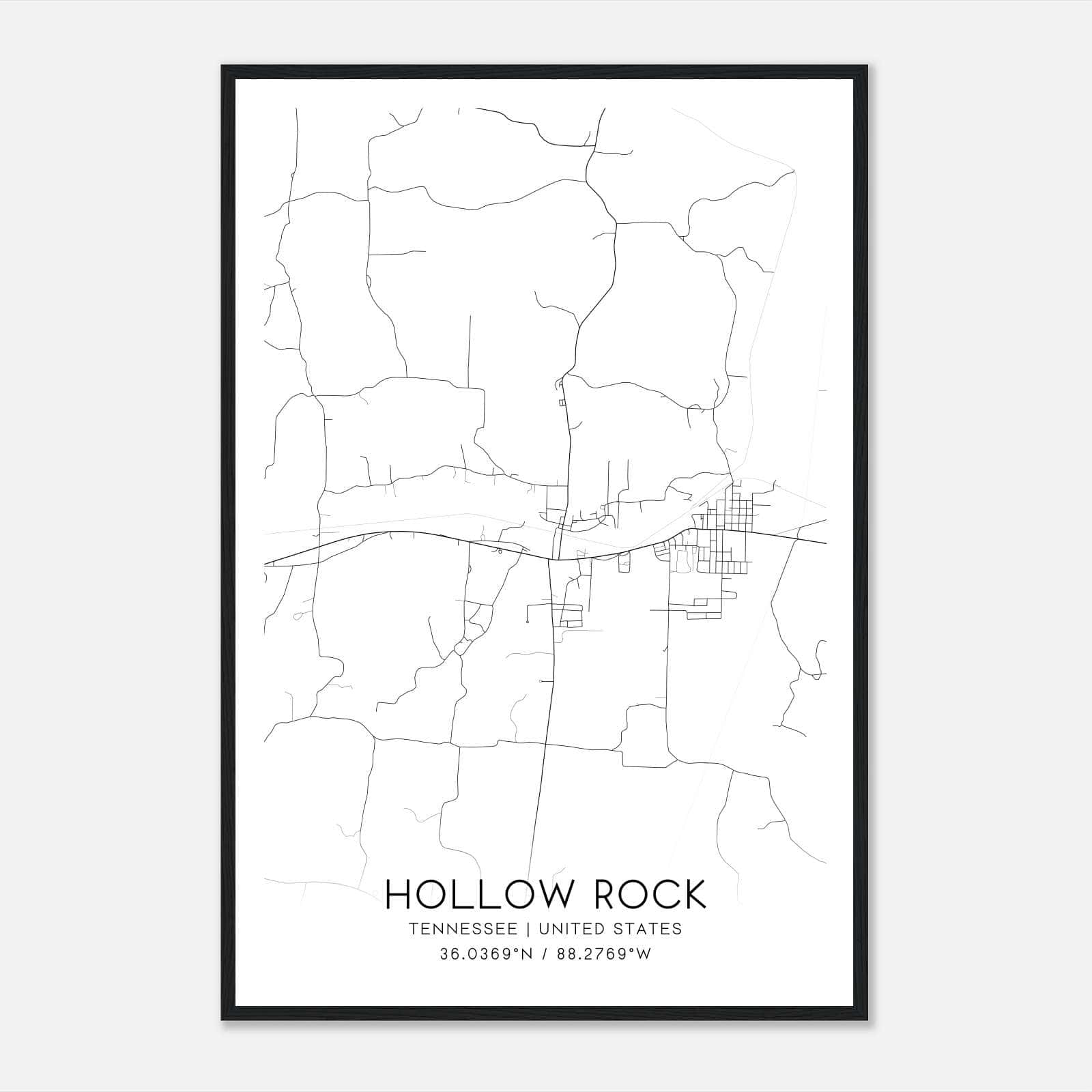 Hollow Rock Tennessee Map Poster, Modern Home Decor Wall Art Print Hollow Rock Tennessee Map Poster, Modern Home Decor Wall Art Print